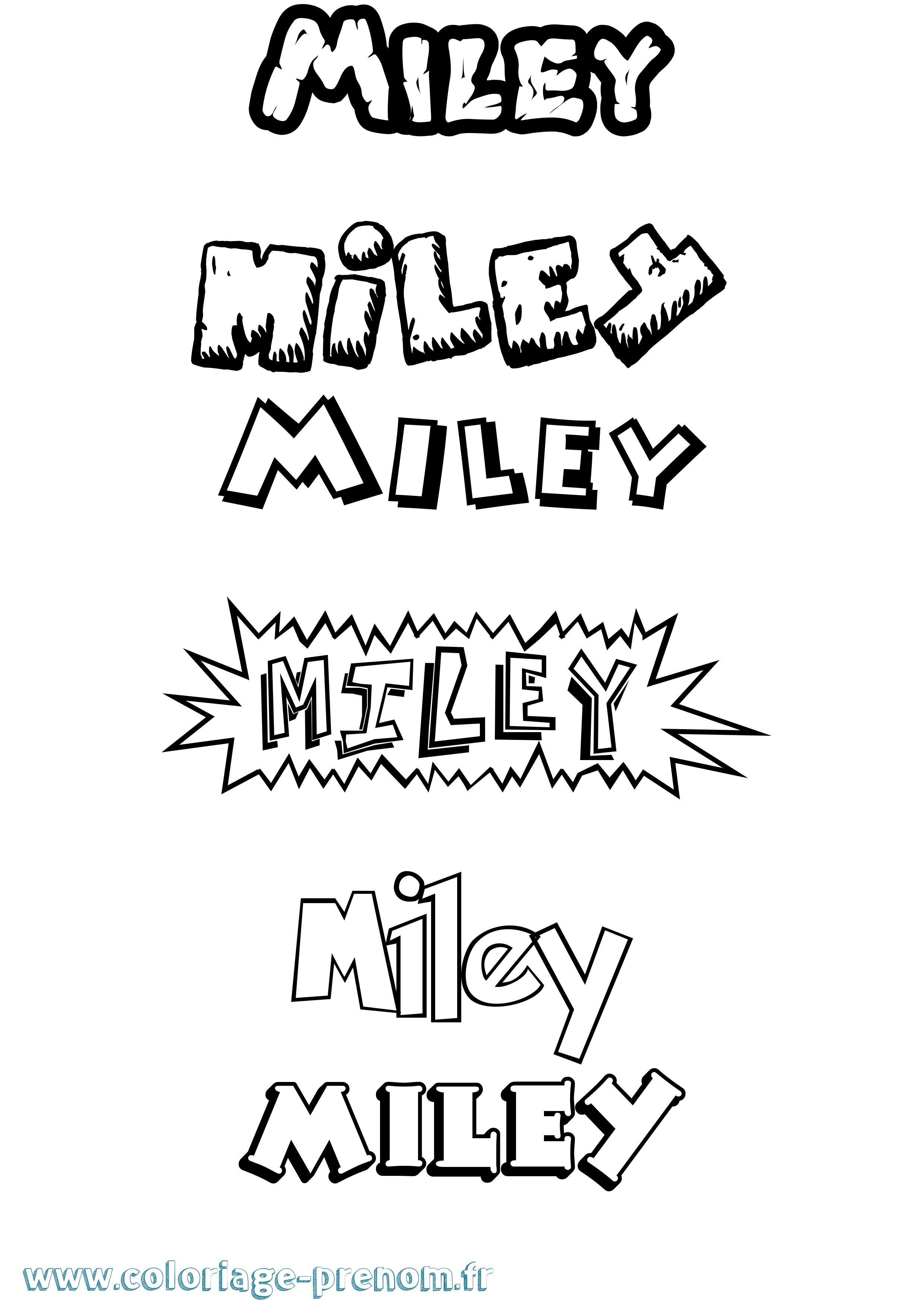 Coloriage prénom Miley Dessin Animé