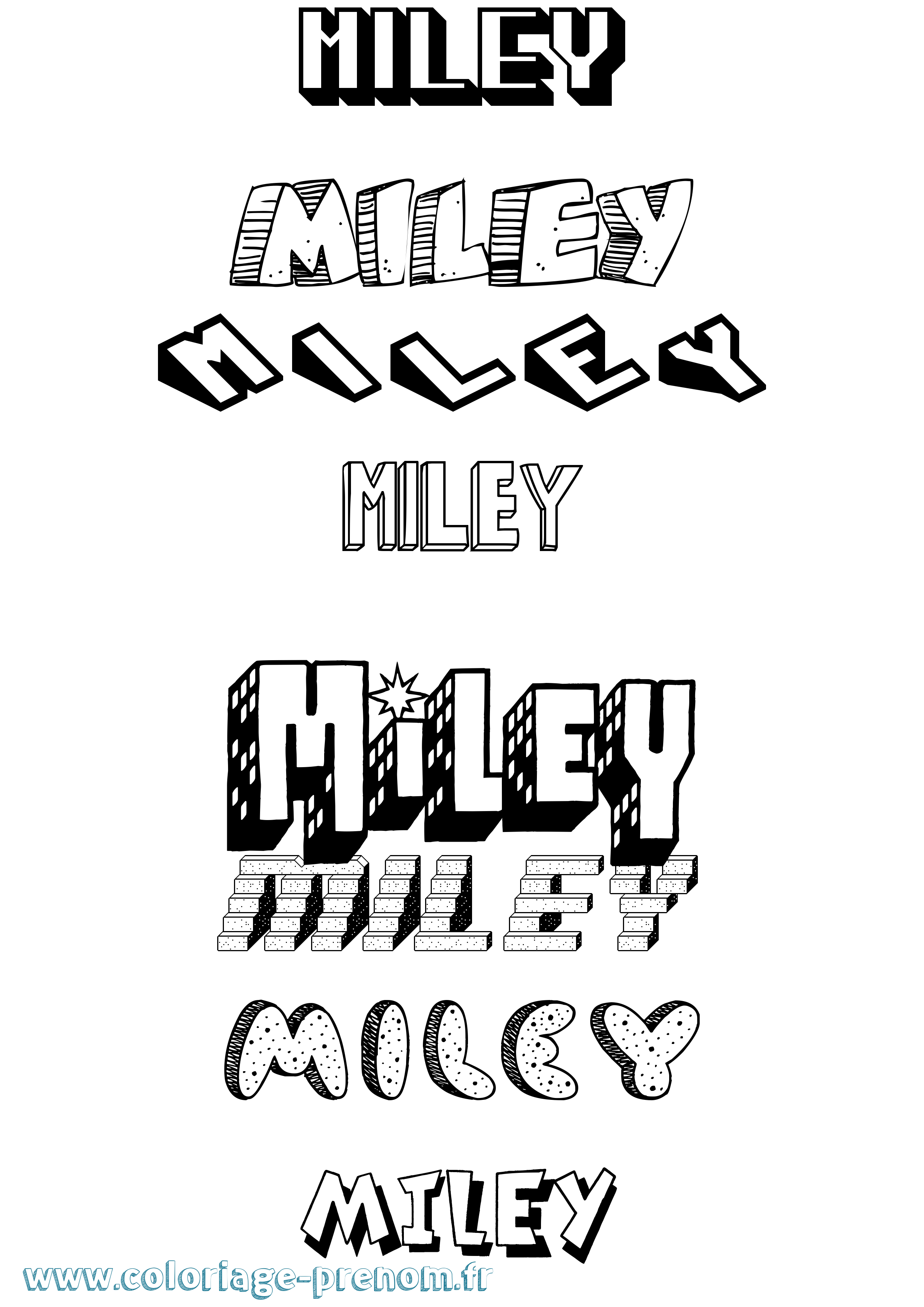 Coloriage prénom Miley Effet 3D
