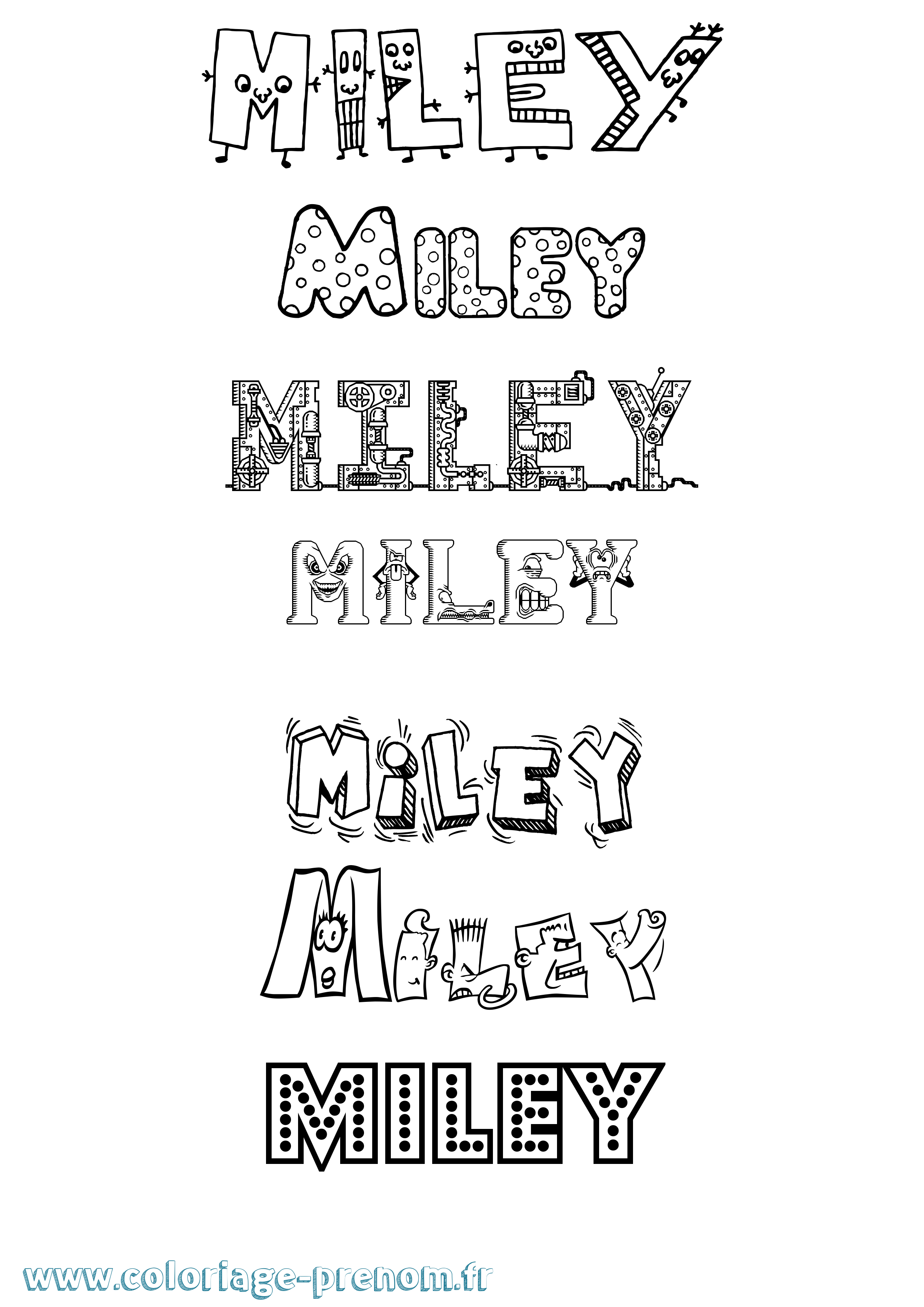 Coloriage prénom Miley Fun