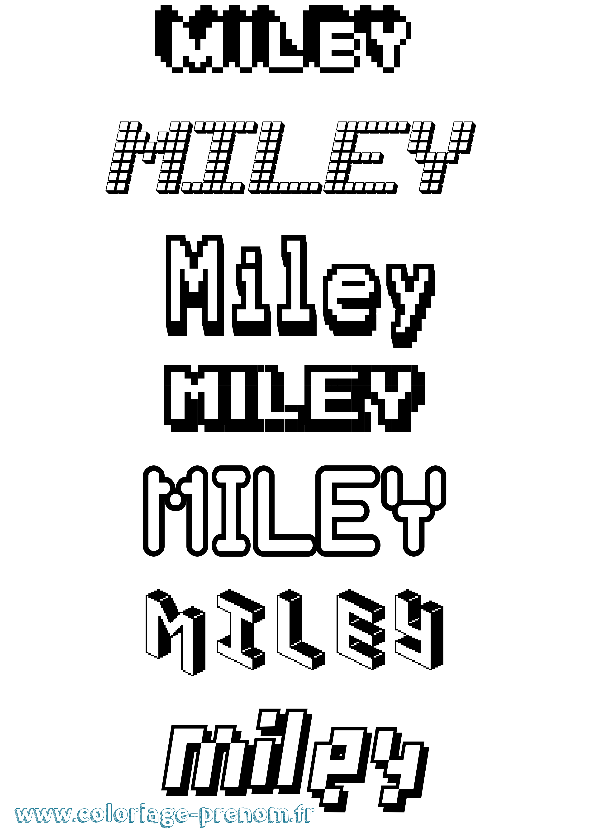 Coloriage prénom Miley Pixel