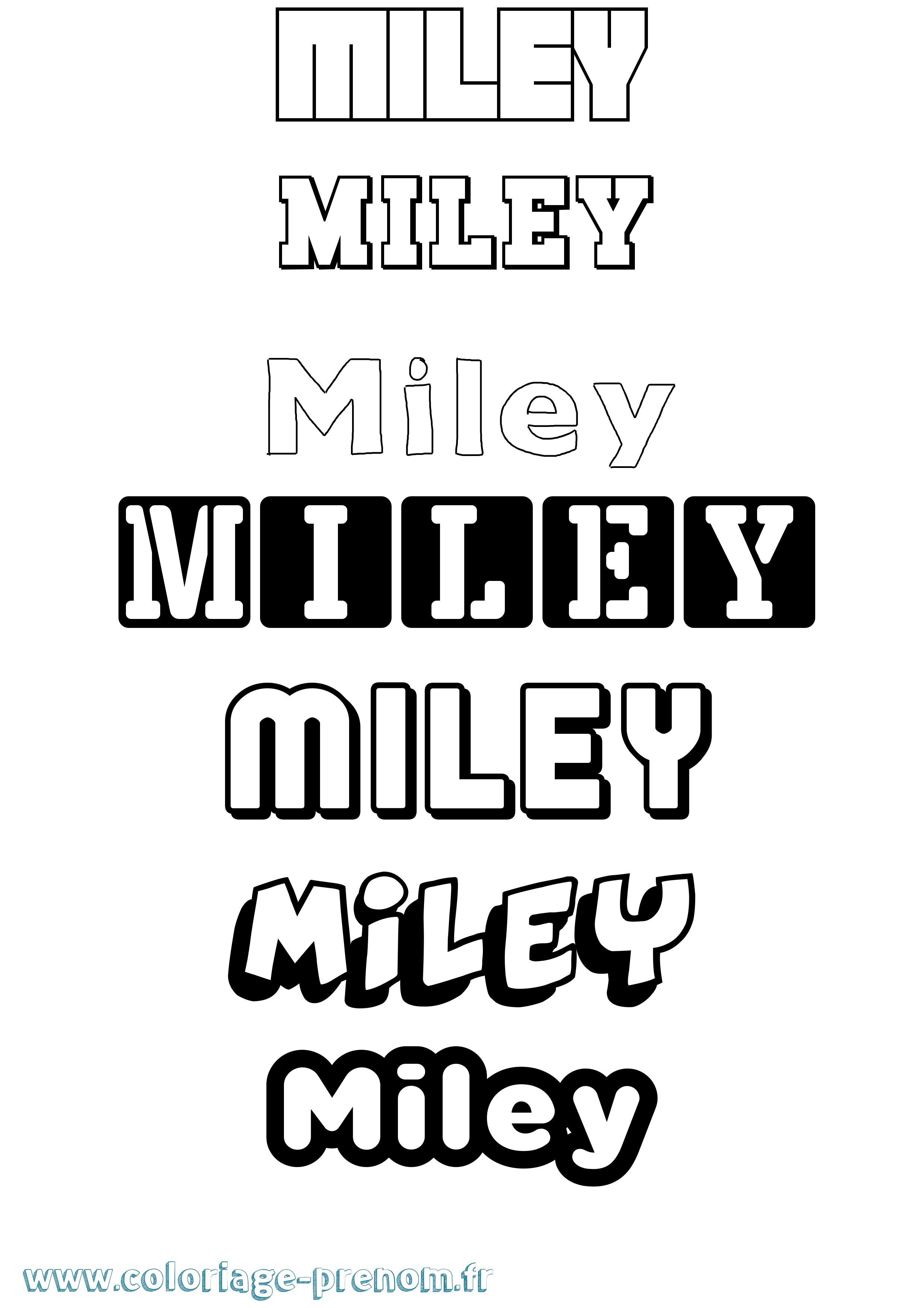Coloriage prénom Miley Simple