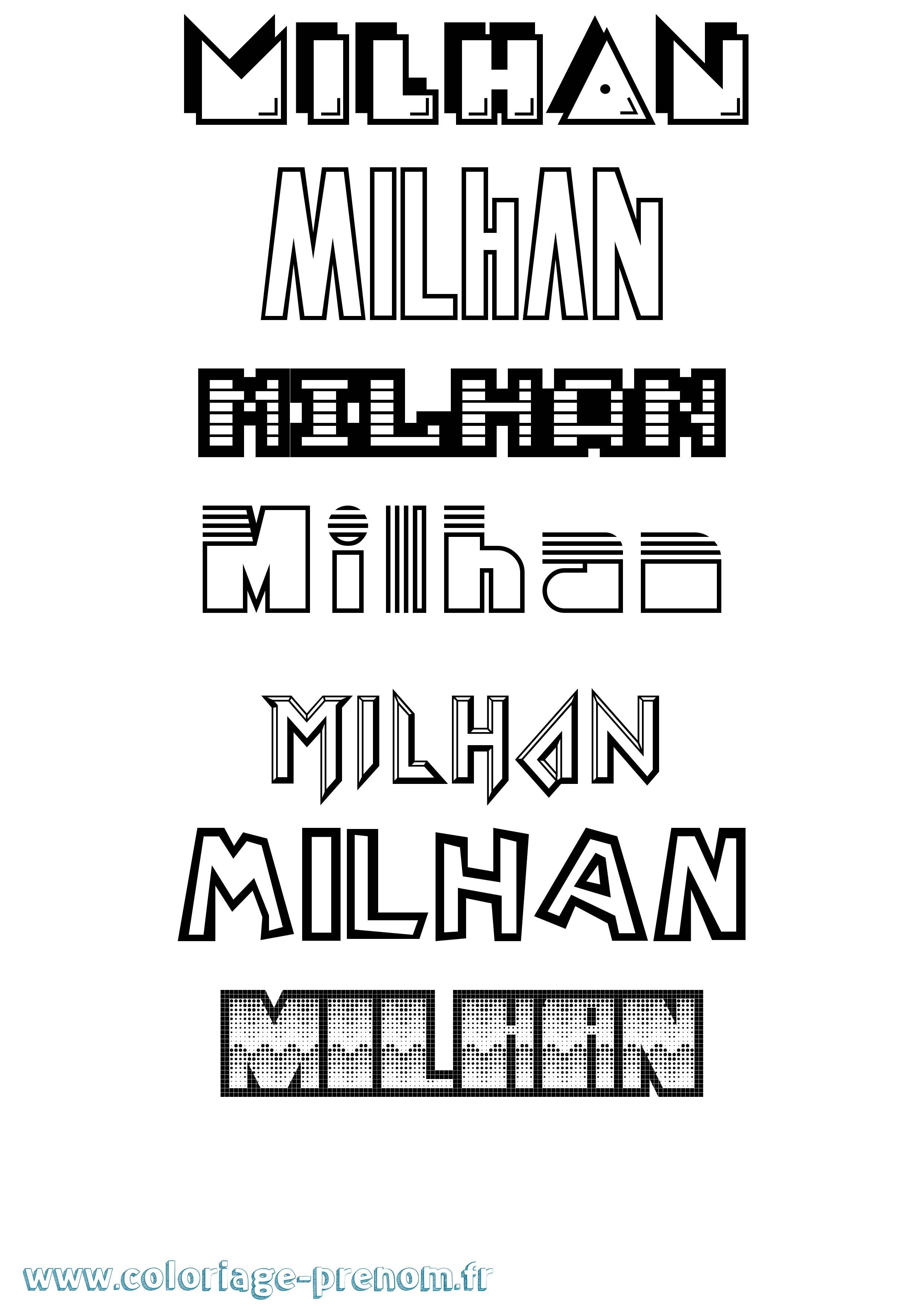 Coloriage prénom Milhan
