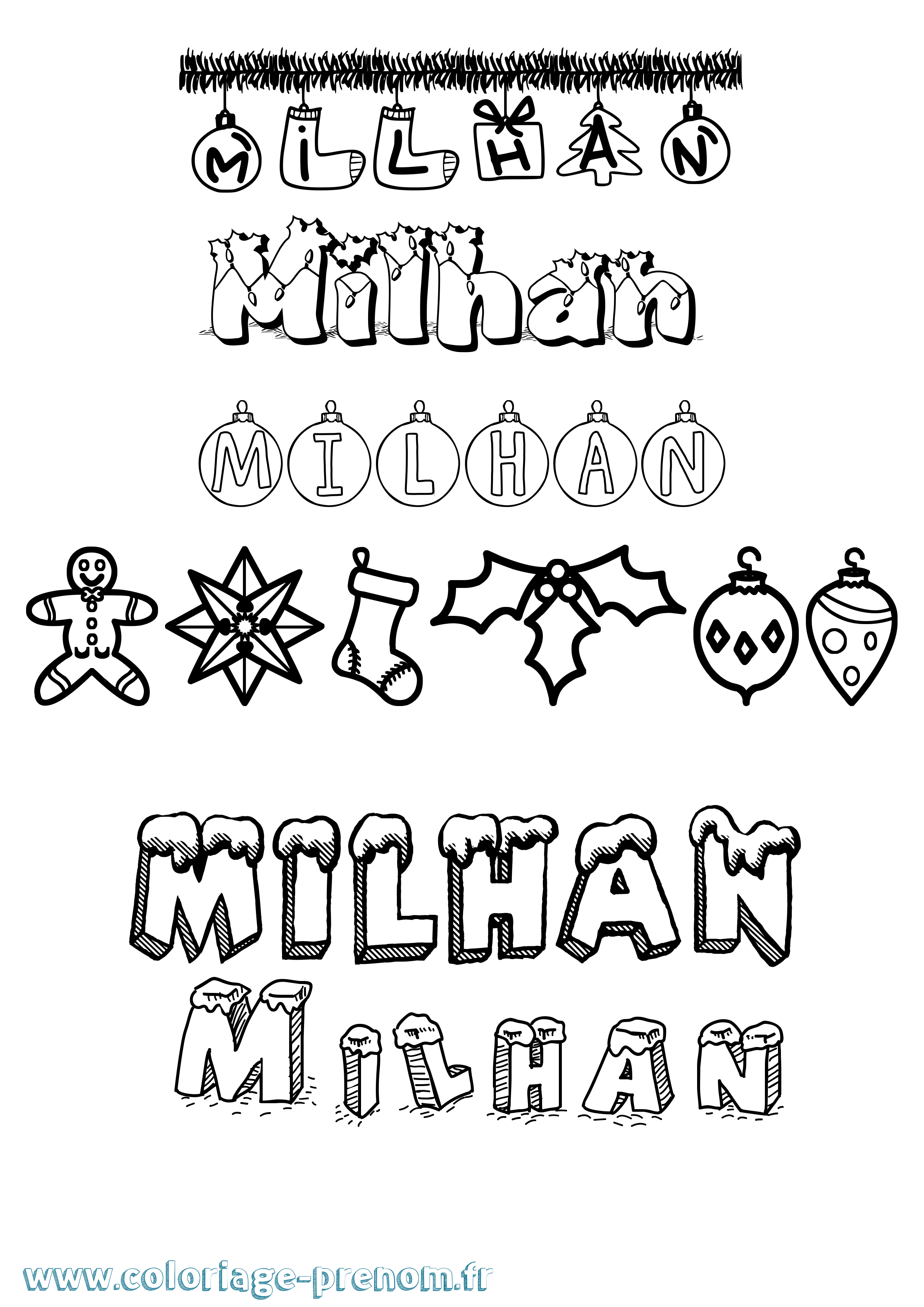 Coloriage prénom Milhan