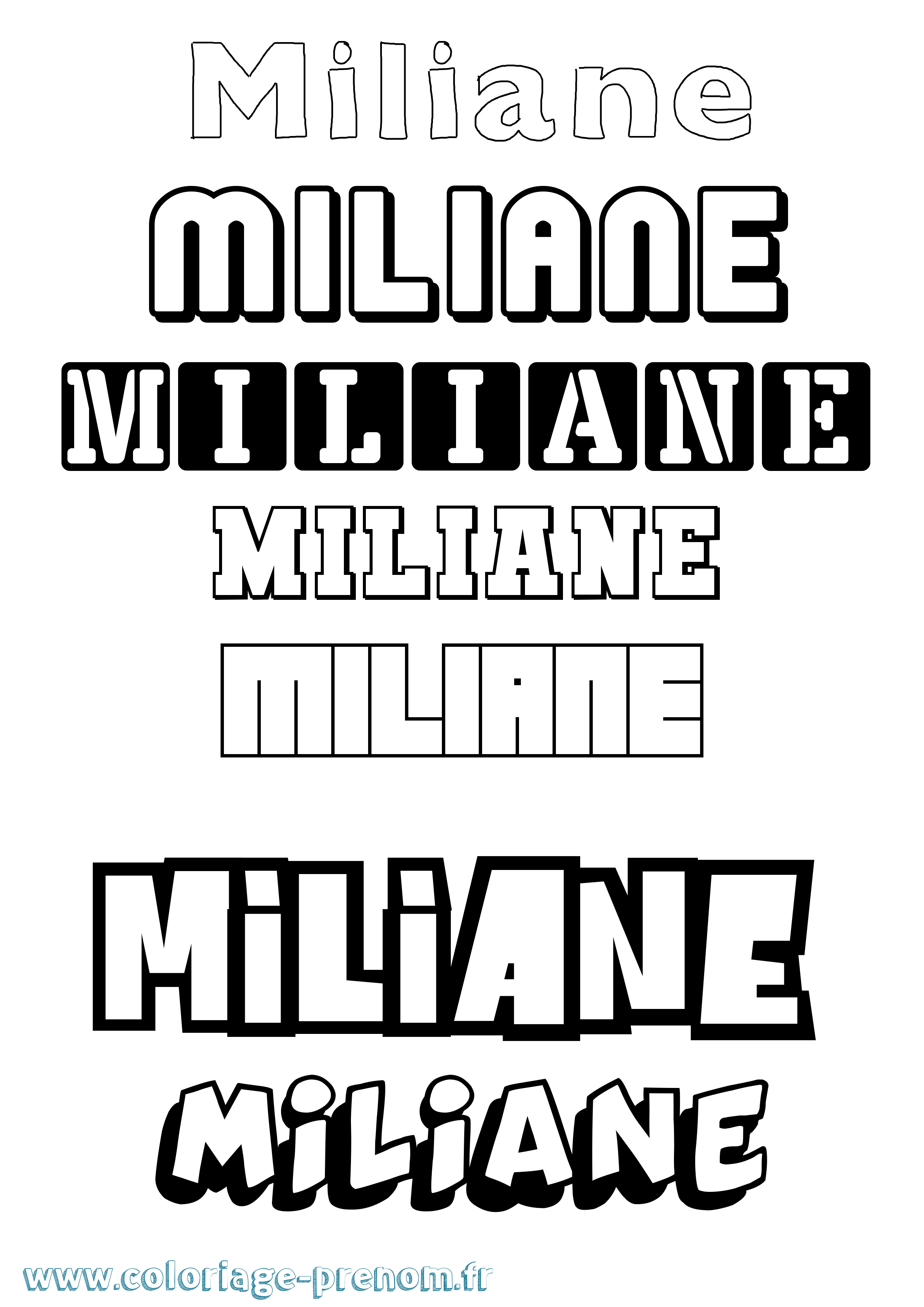 Coloriage prénom Miliane Simple