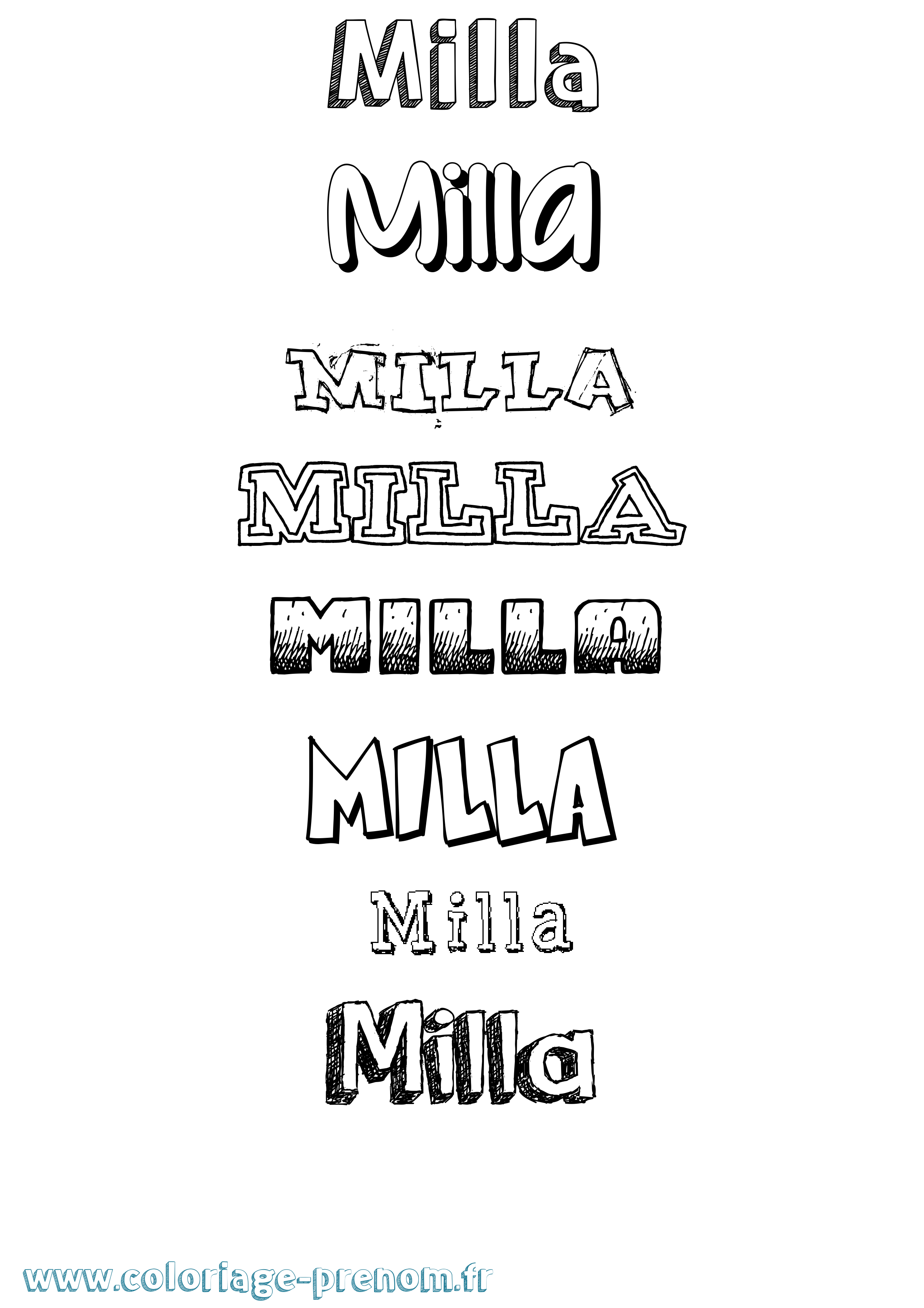 Coloriage Milla Dessiné Coloriage prénom Milla Dessiné