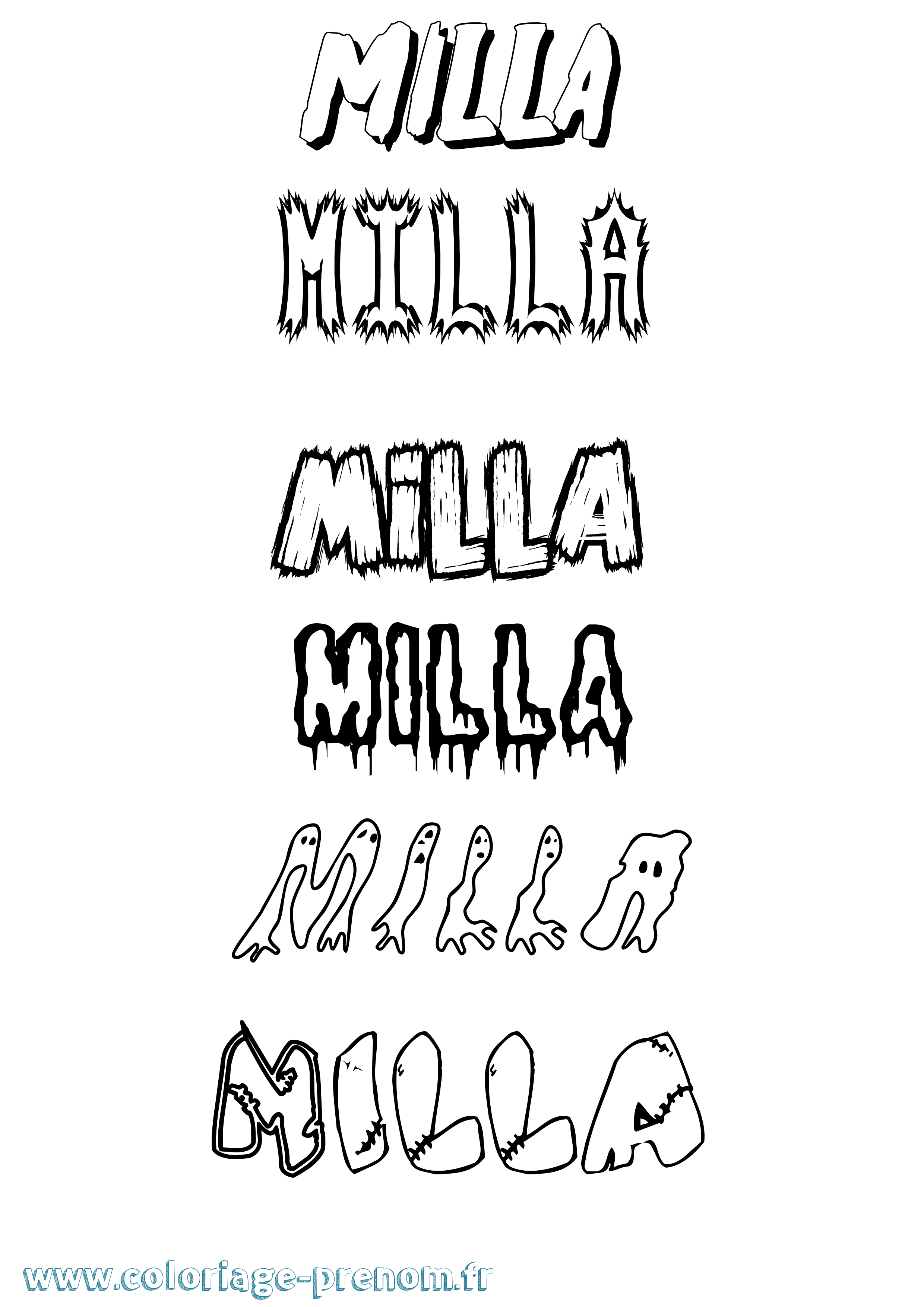 Coloriage Milla Frisson Coloriage prénom Milla Frisson
