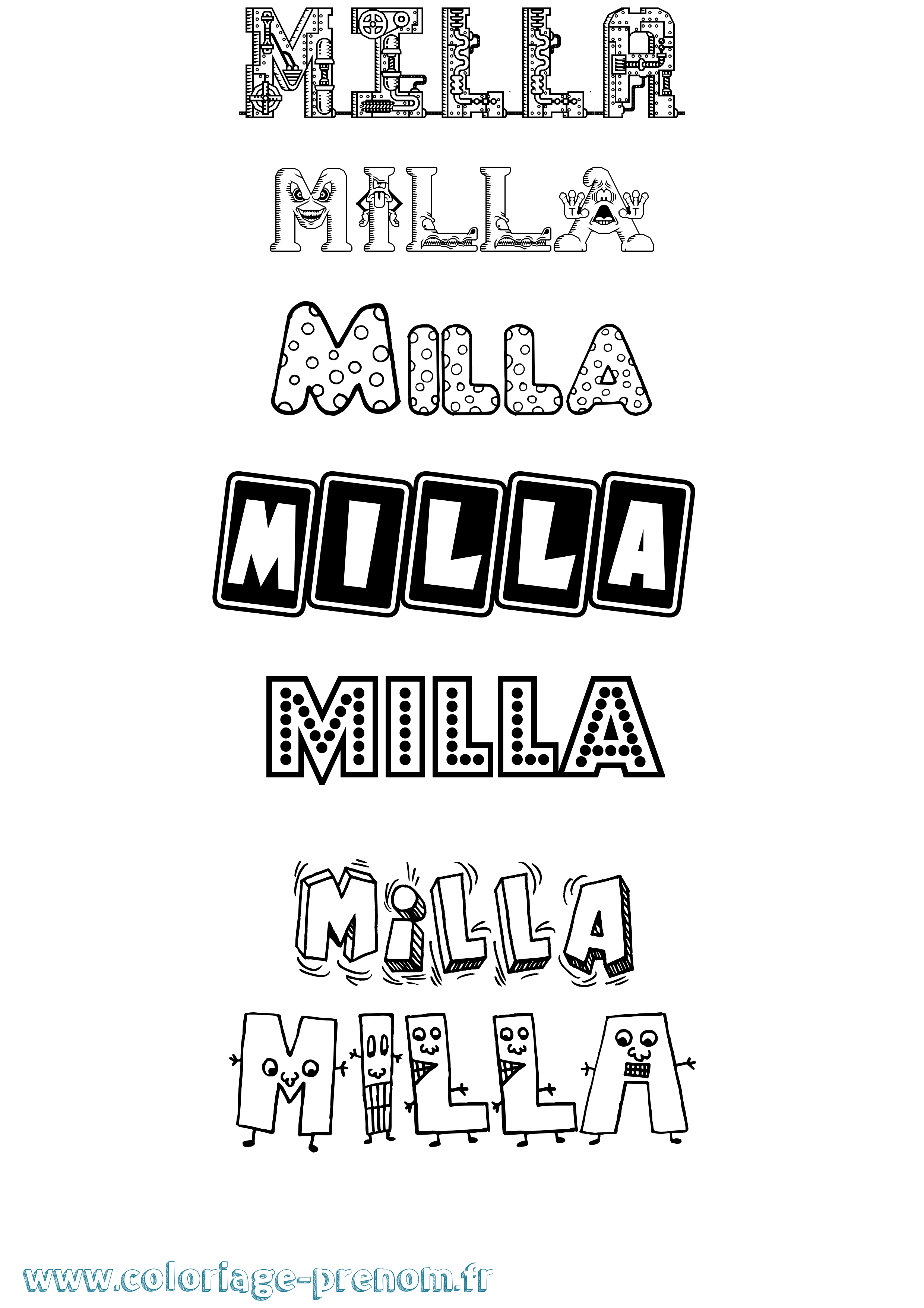 Coloriage Milla Fun Coloriage prénom Milla Fun