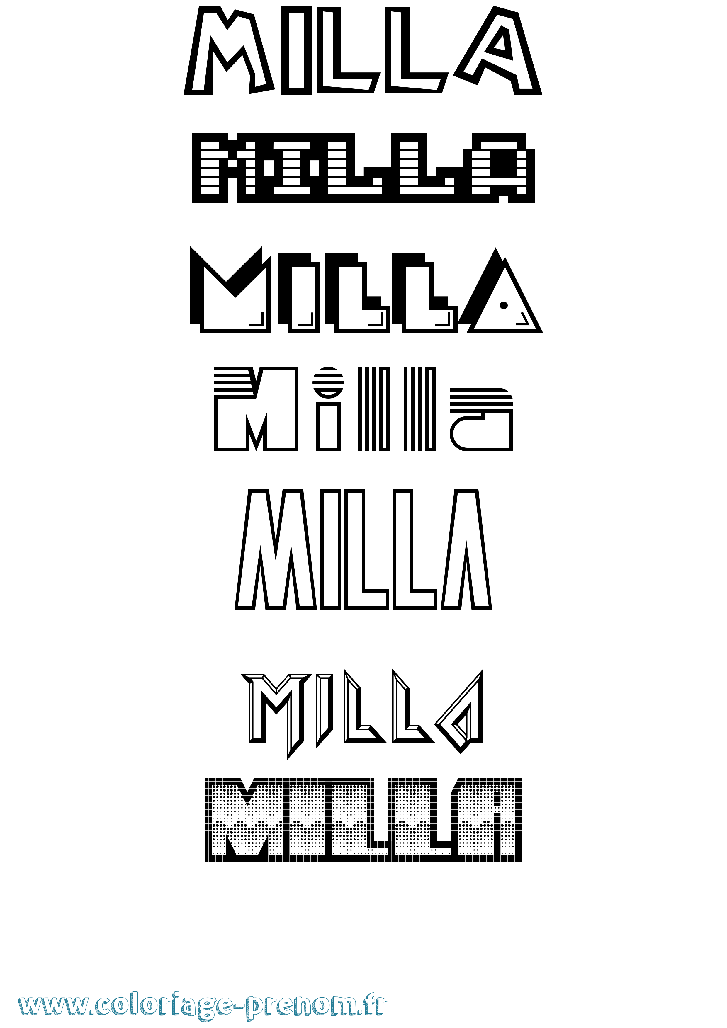 Coloriage Milla Jeux Vidéos Coloriage prénom Milla Jeux Vidéos