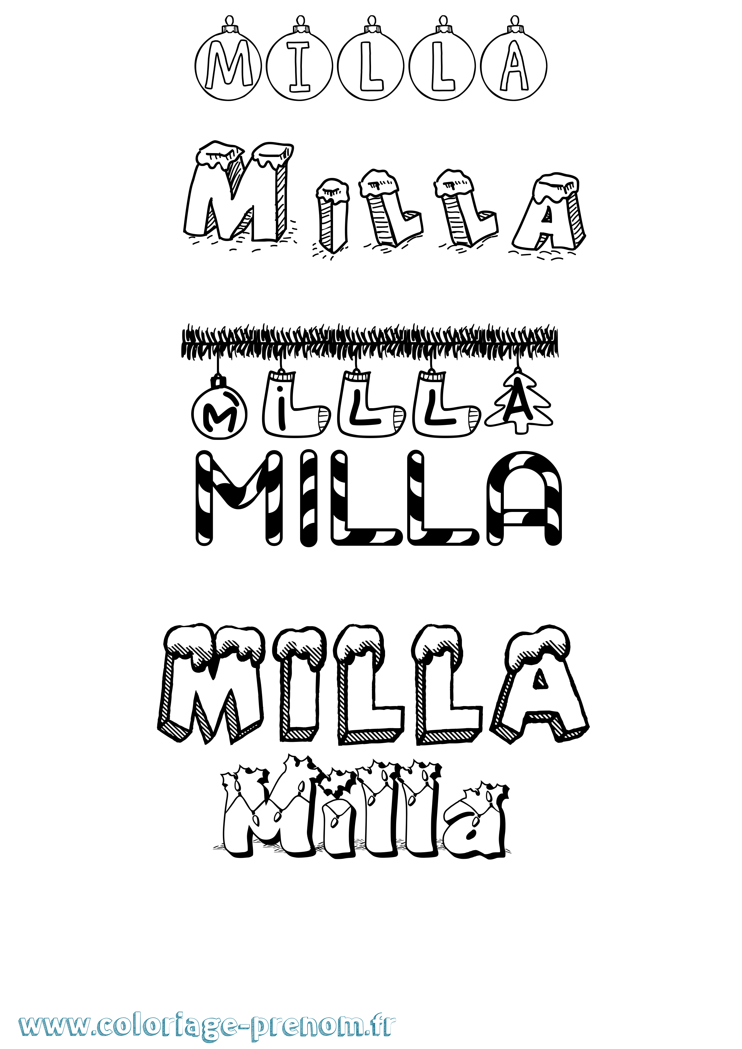 Coloriage prénom Milla
