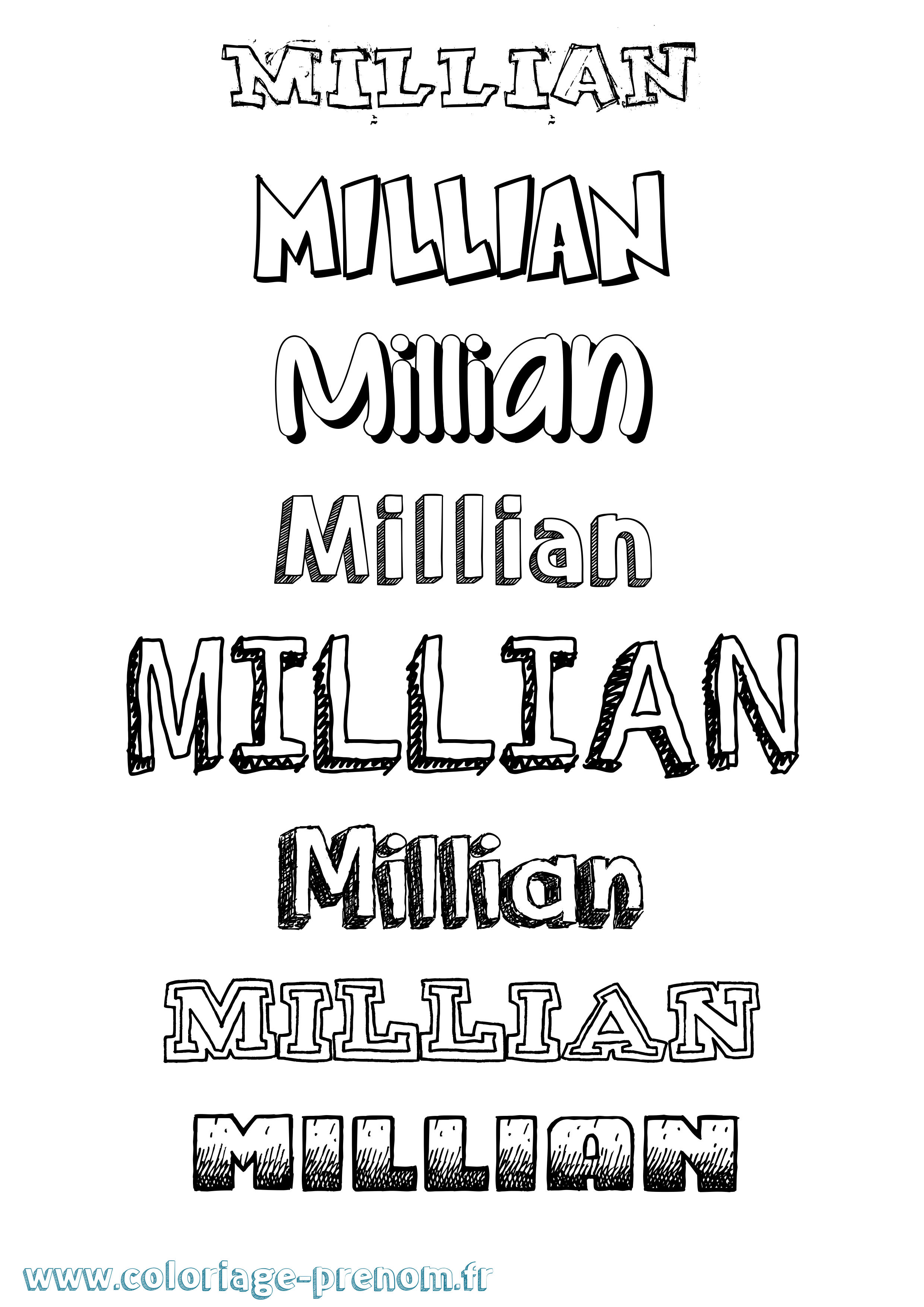 Coloriage prénom Millian Dessiné