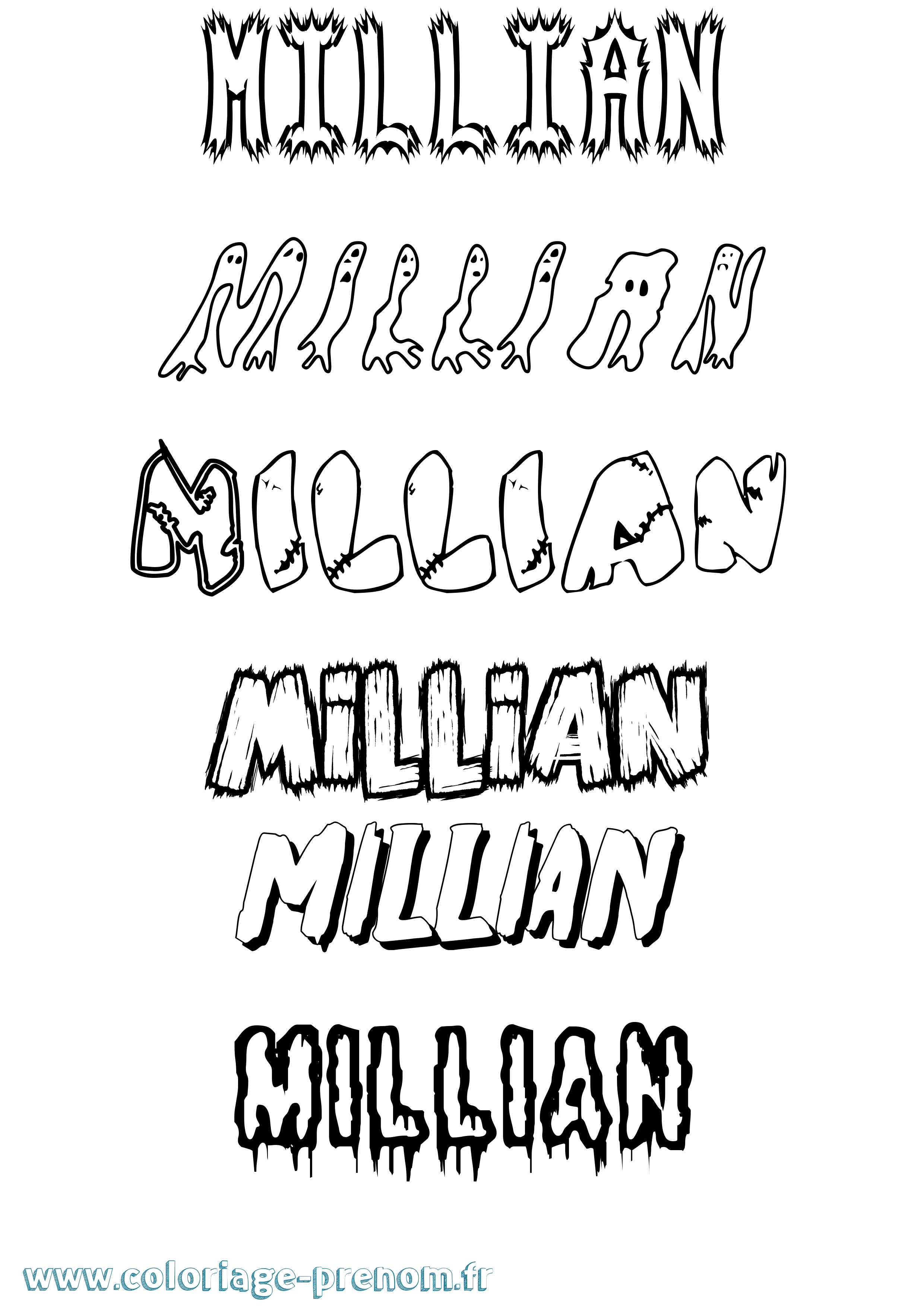 Coloriage prénom Millian Frisson