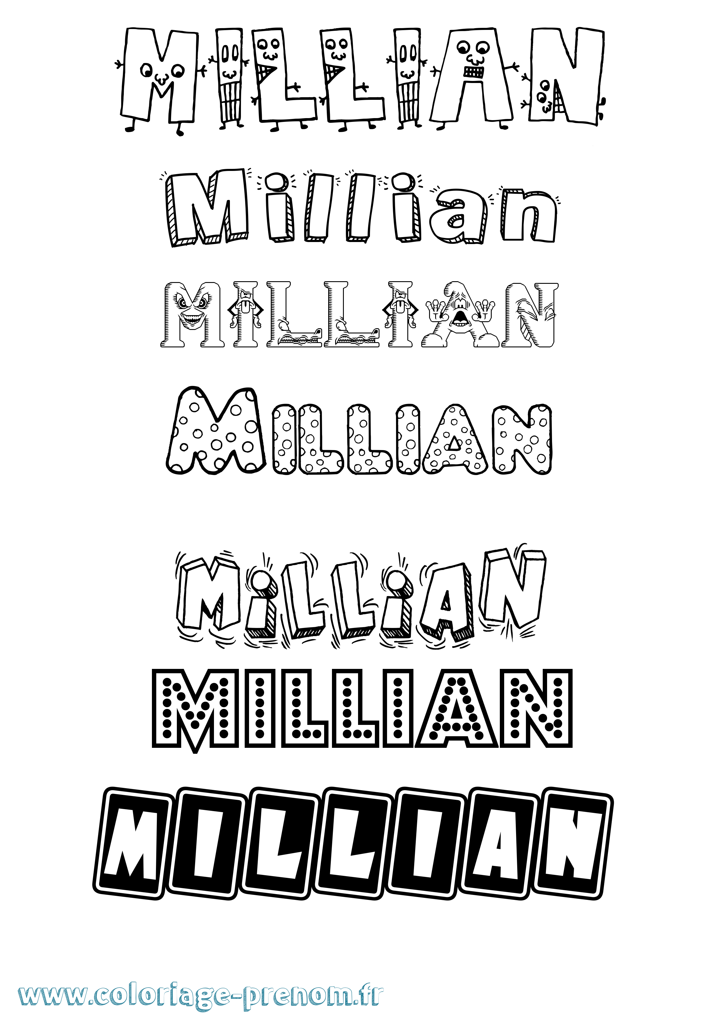 Coloriage prénom Millian Fun