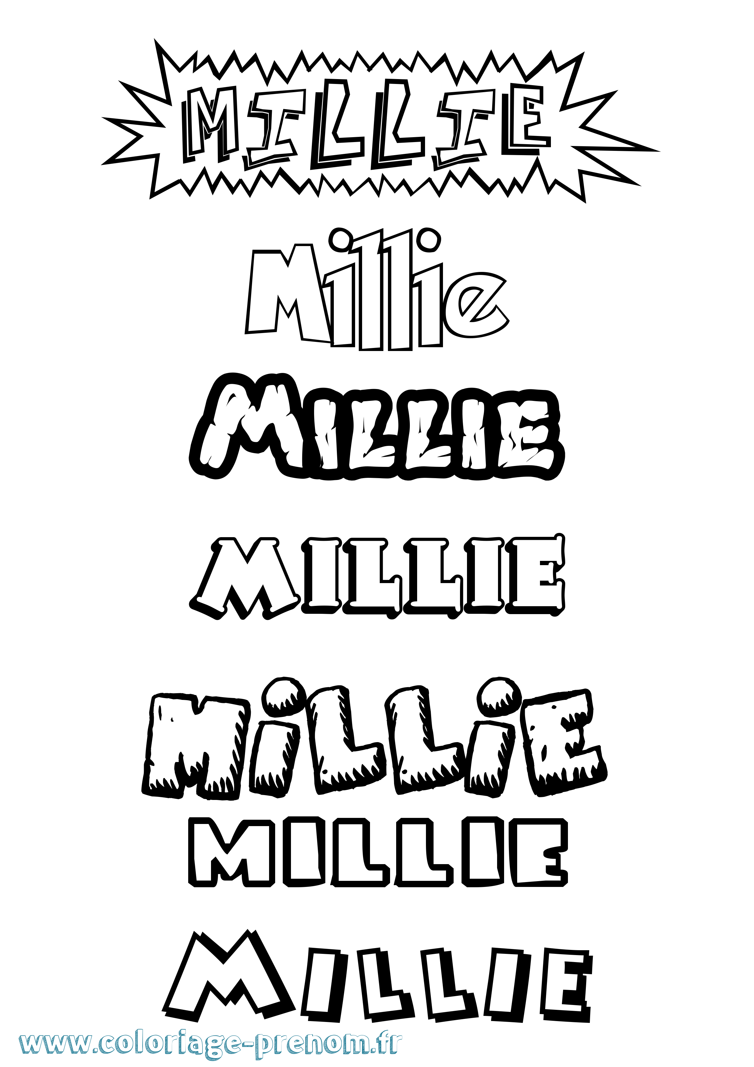 Coloriage prénom Millie Dessin Animé