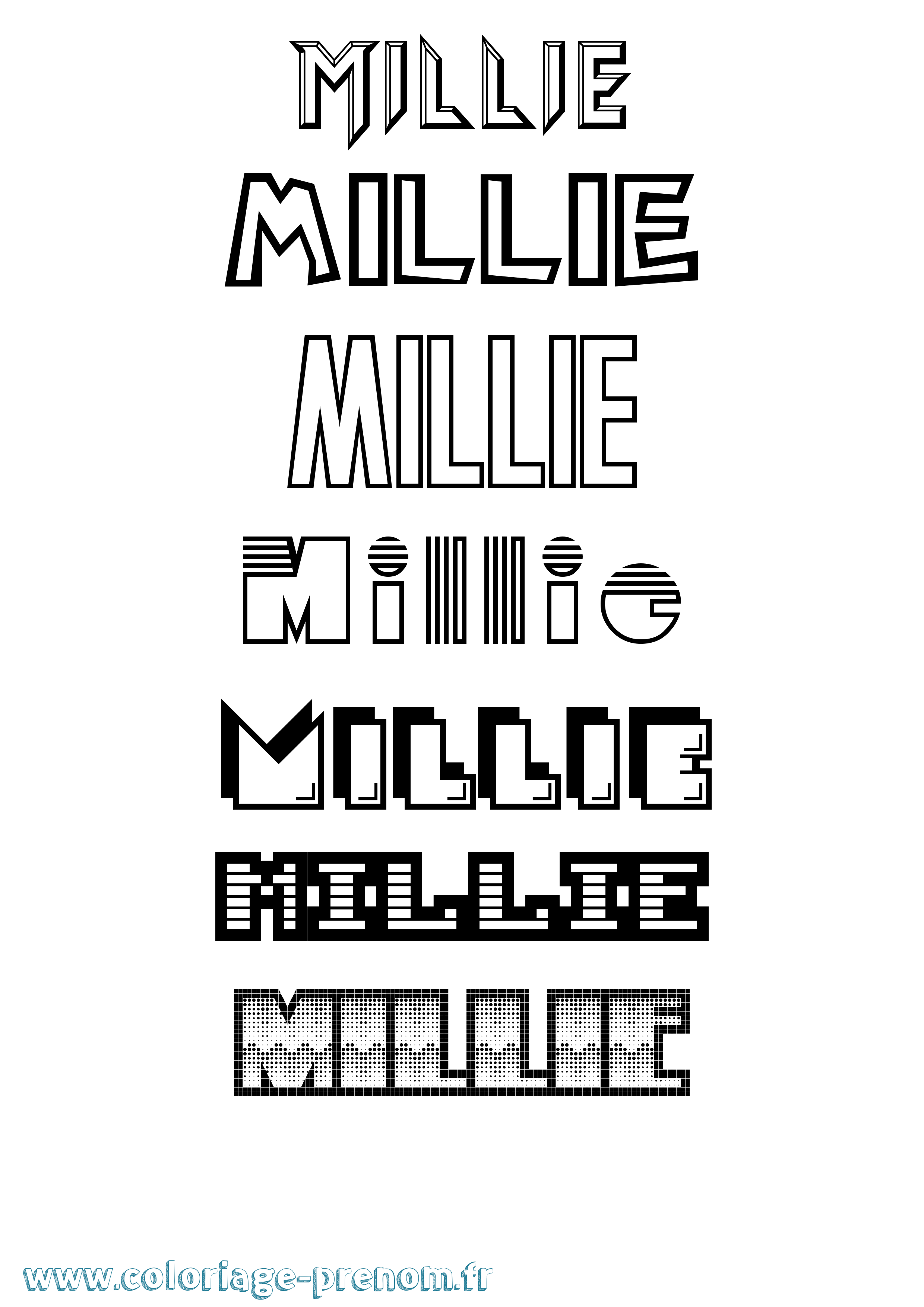 Coloriage prénom Millie Jeux Vidéos
