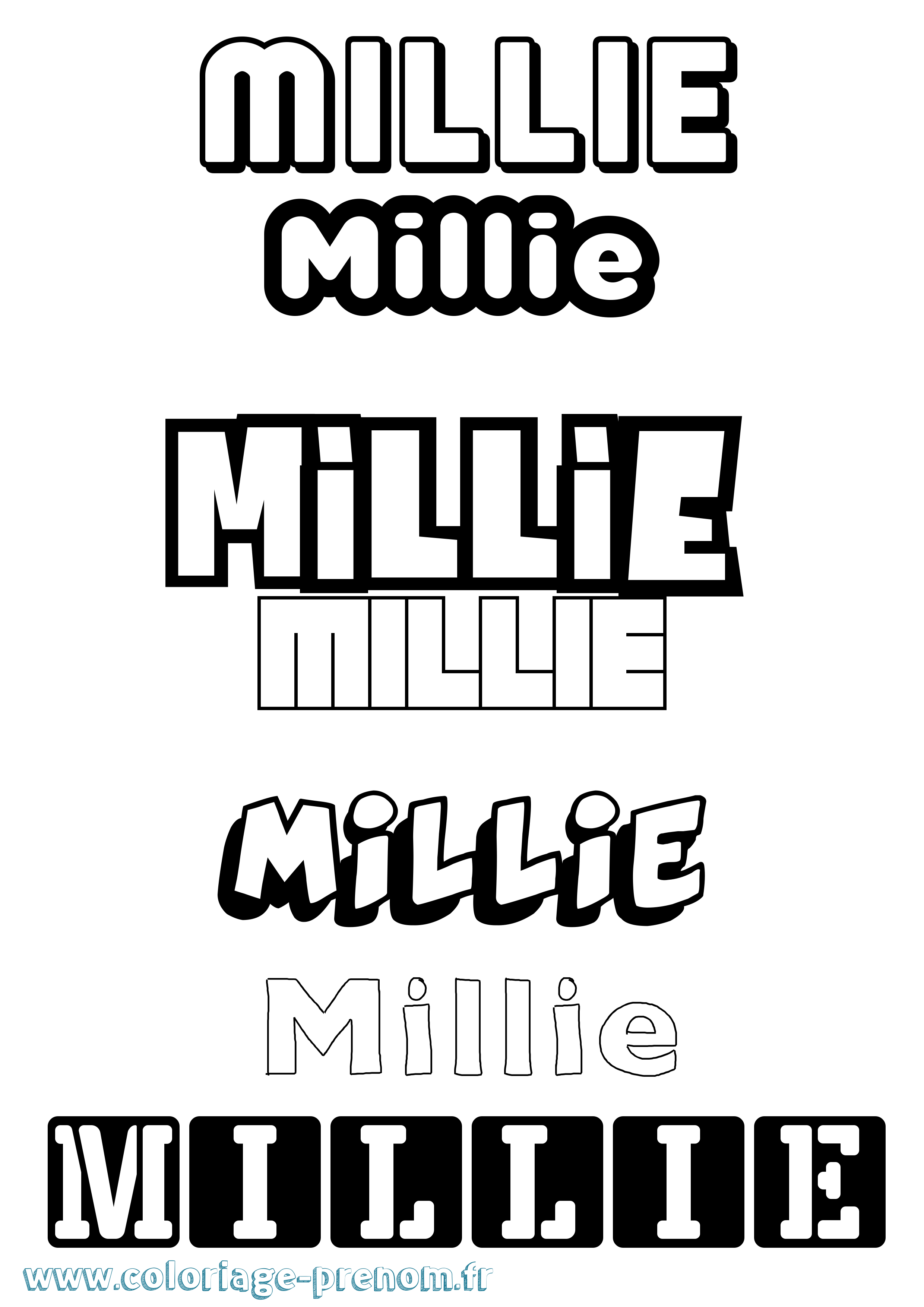 Coloriage prénom Millie Simple