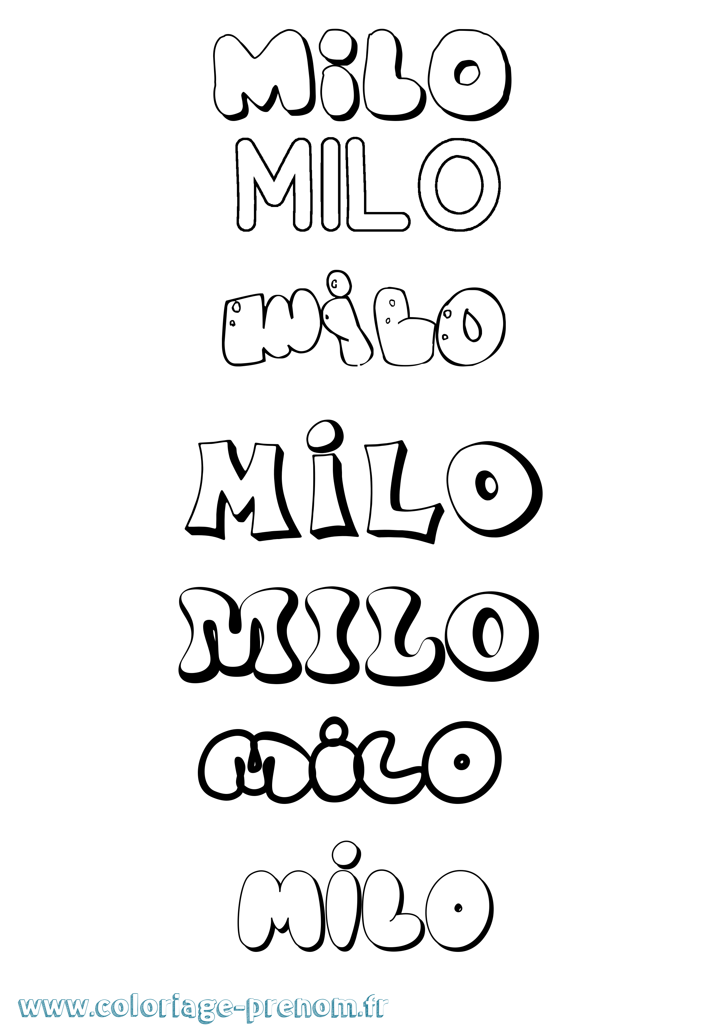 Coloriage prénom Milo Bubble