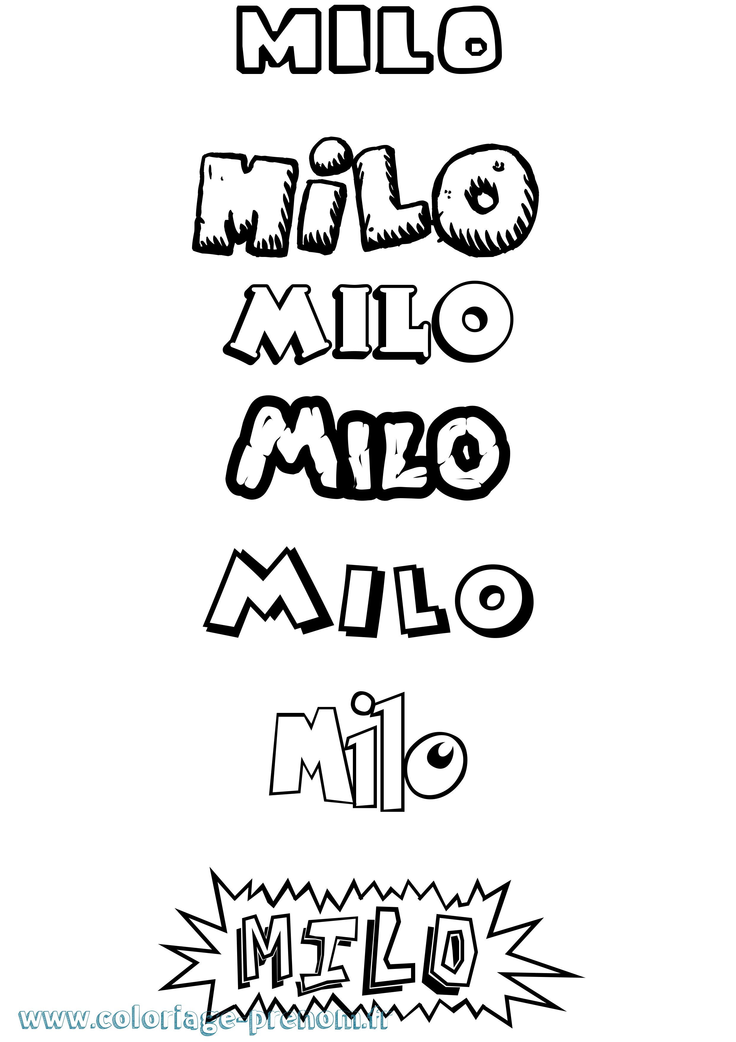 Coloriage prénom Milo Dessin Animé