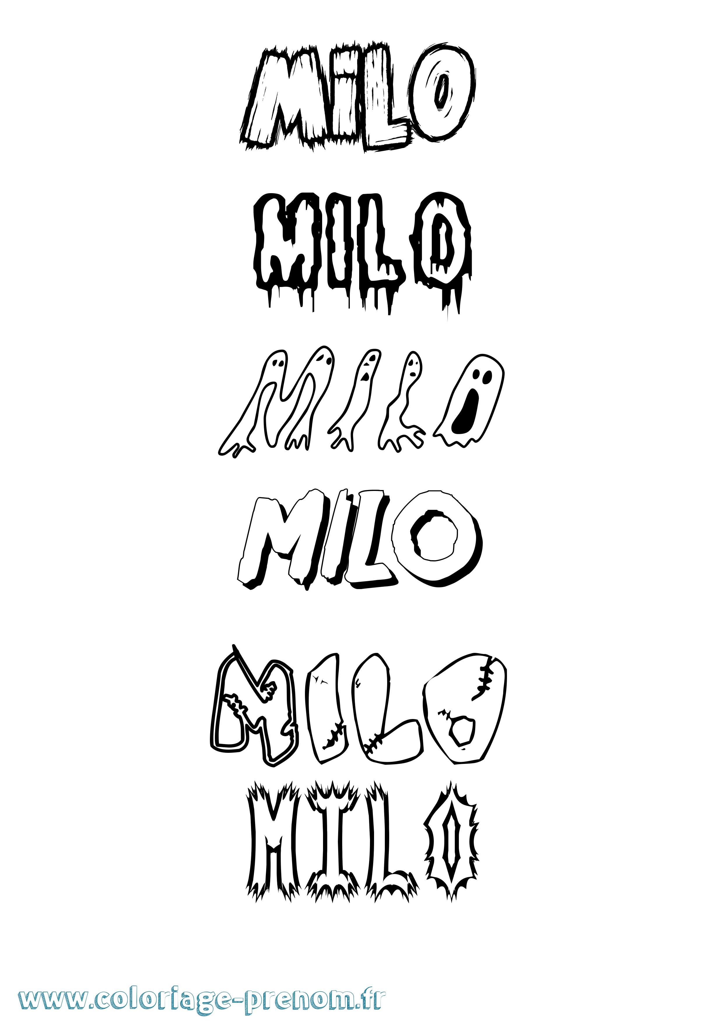 Coloriage prénom Milo Frisson