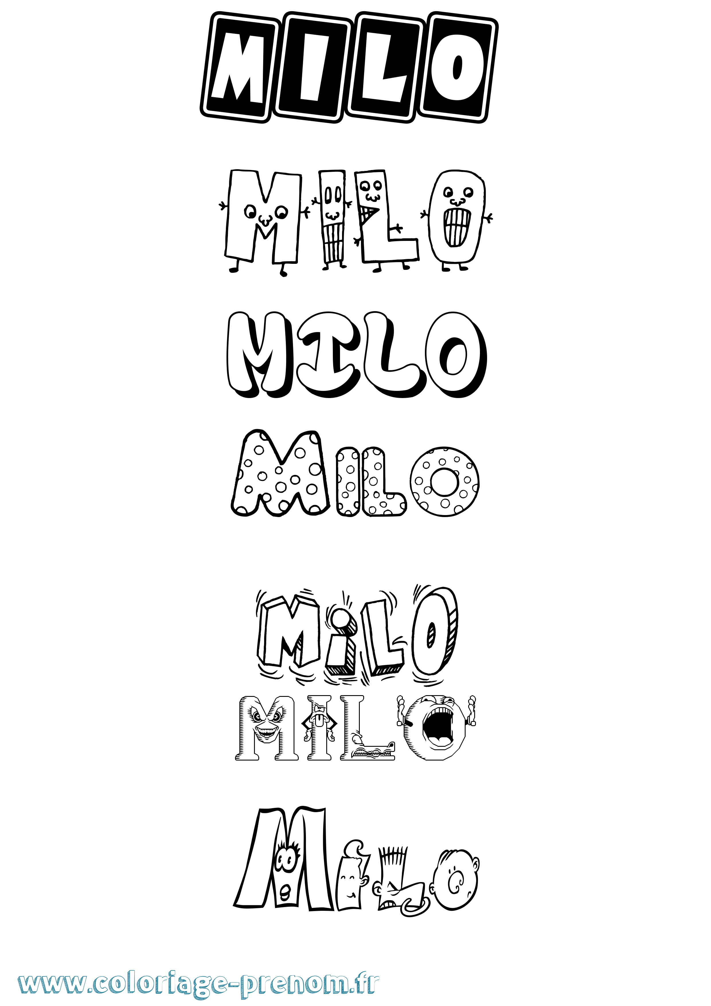 Coloriage prénom Milo Fun