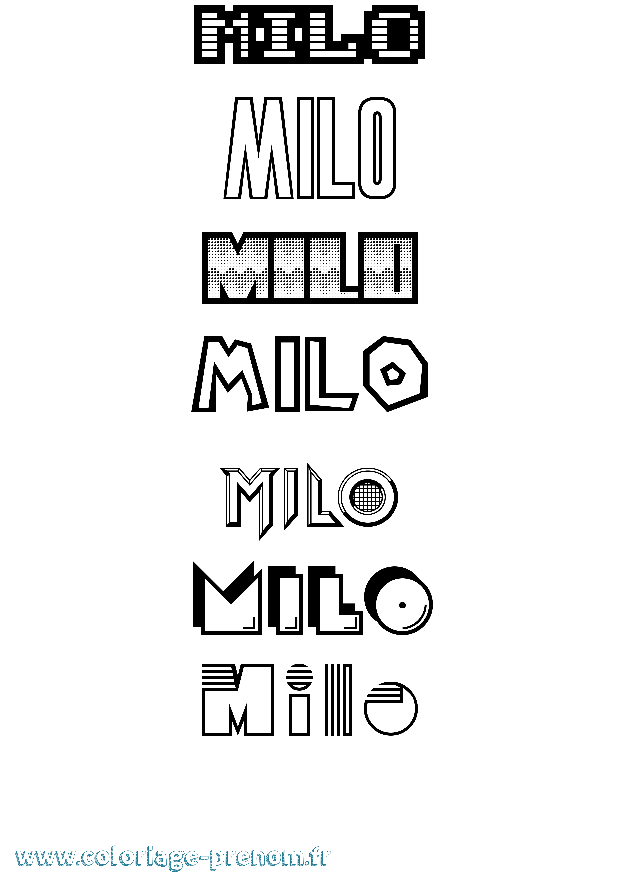 Coloriage prénom Milo Jeux Vidéos