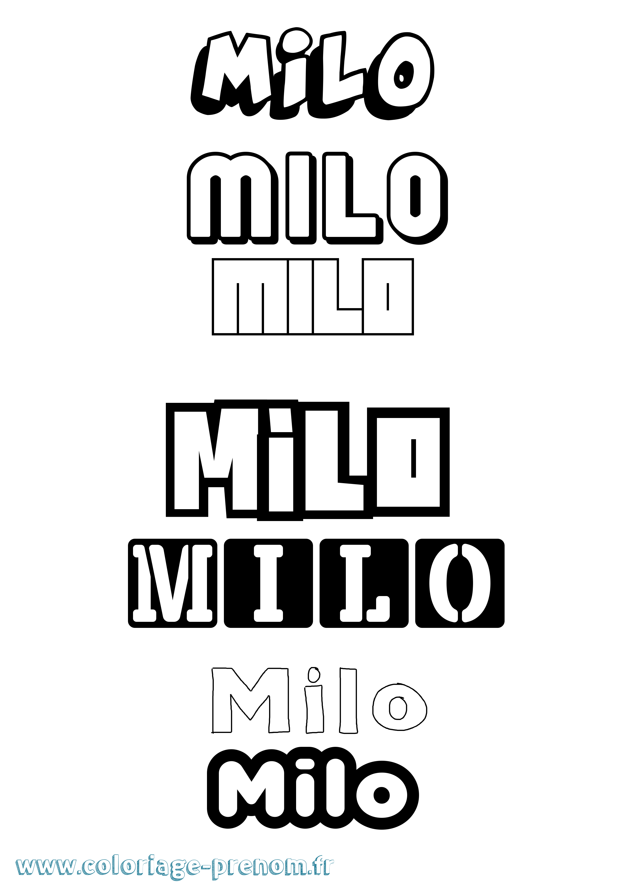 Coloriage prénom Milo Simple