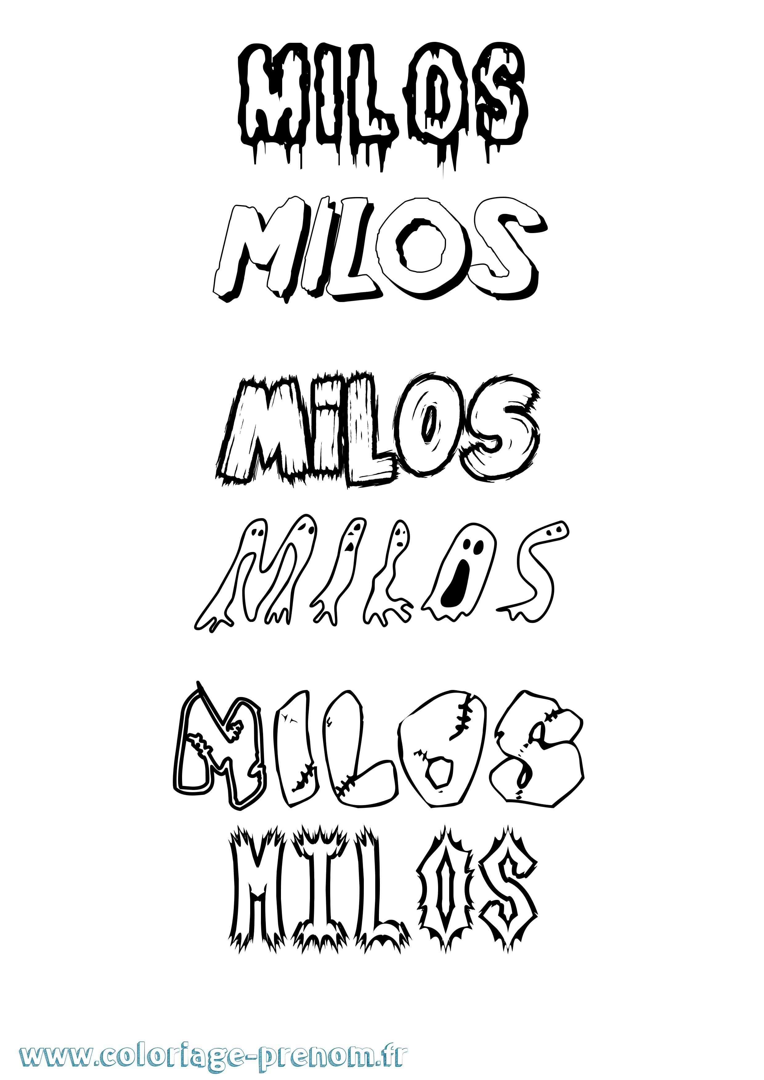 Coloriage prénom Milos Frisson