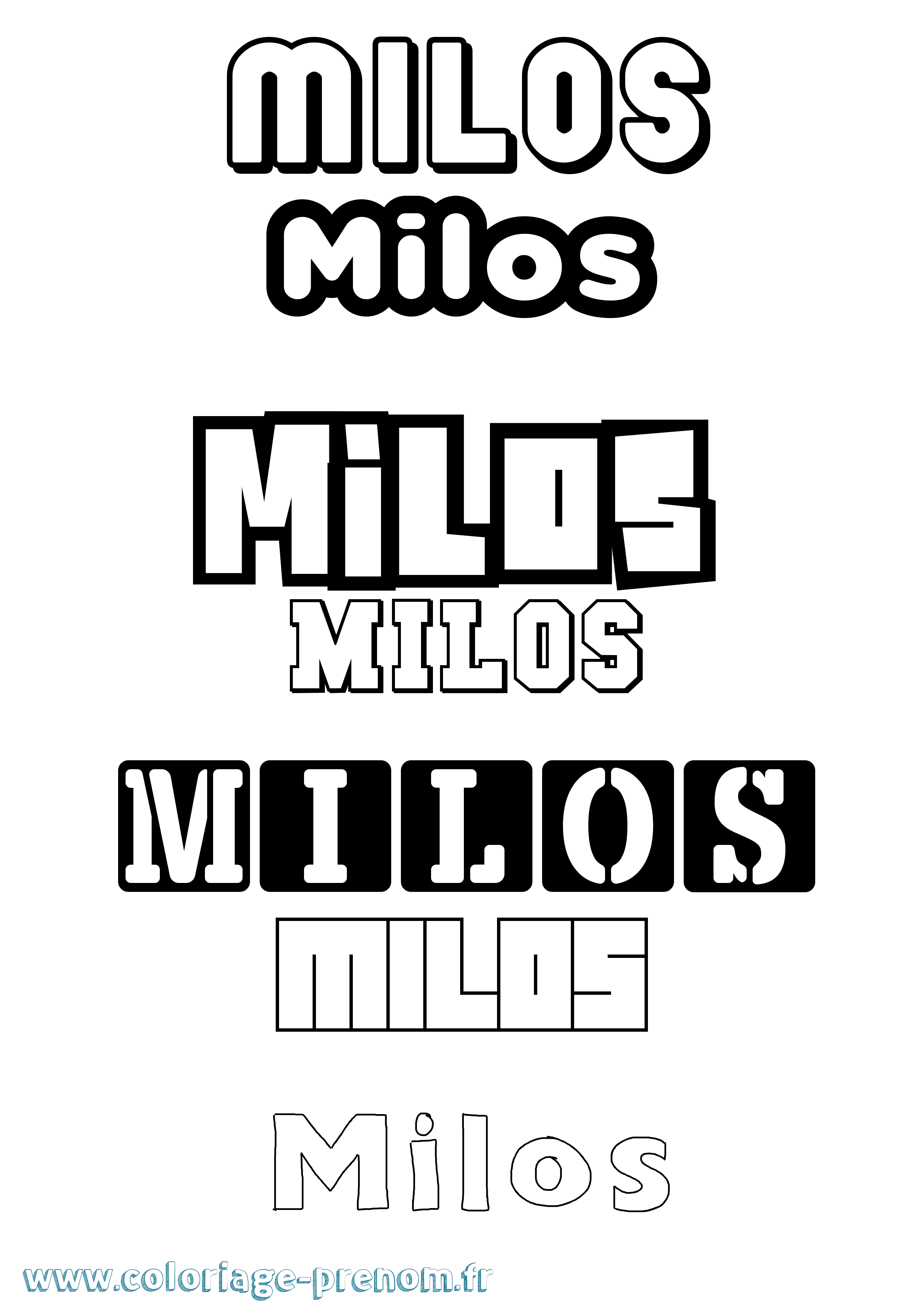 Coloriage prénom Milos Simple