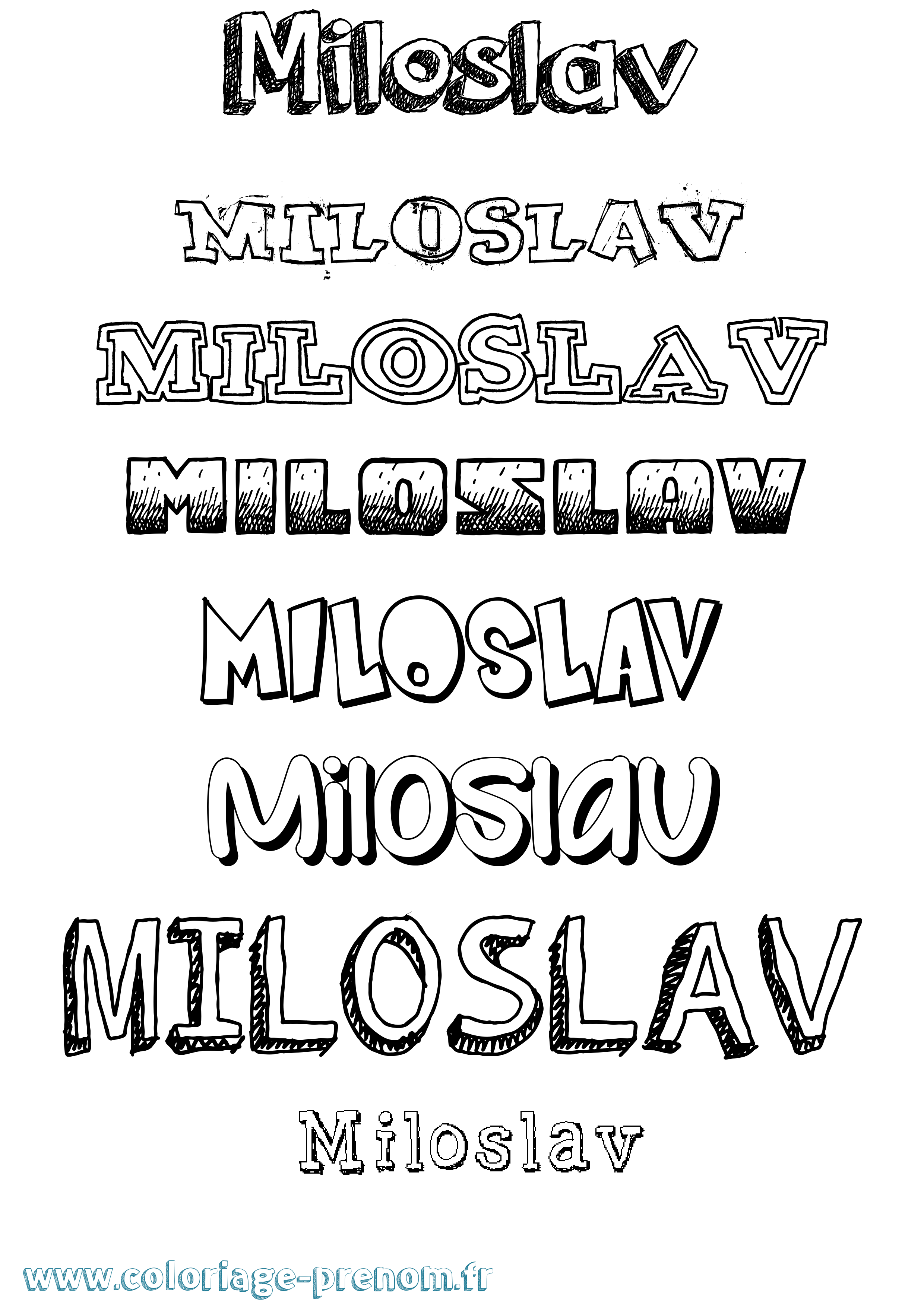 Coloriage prénom Miloslav Dessiné