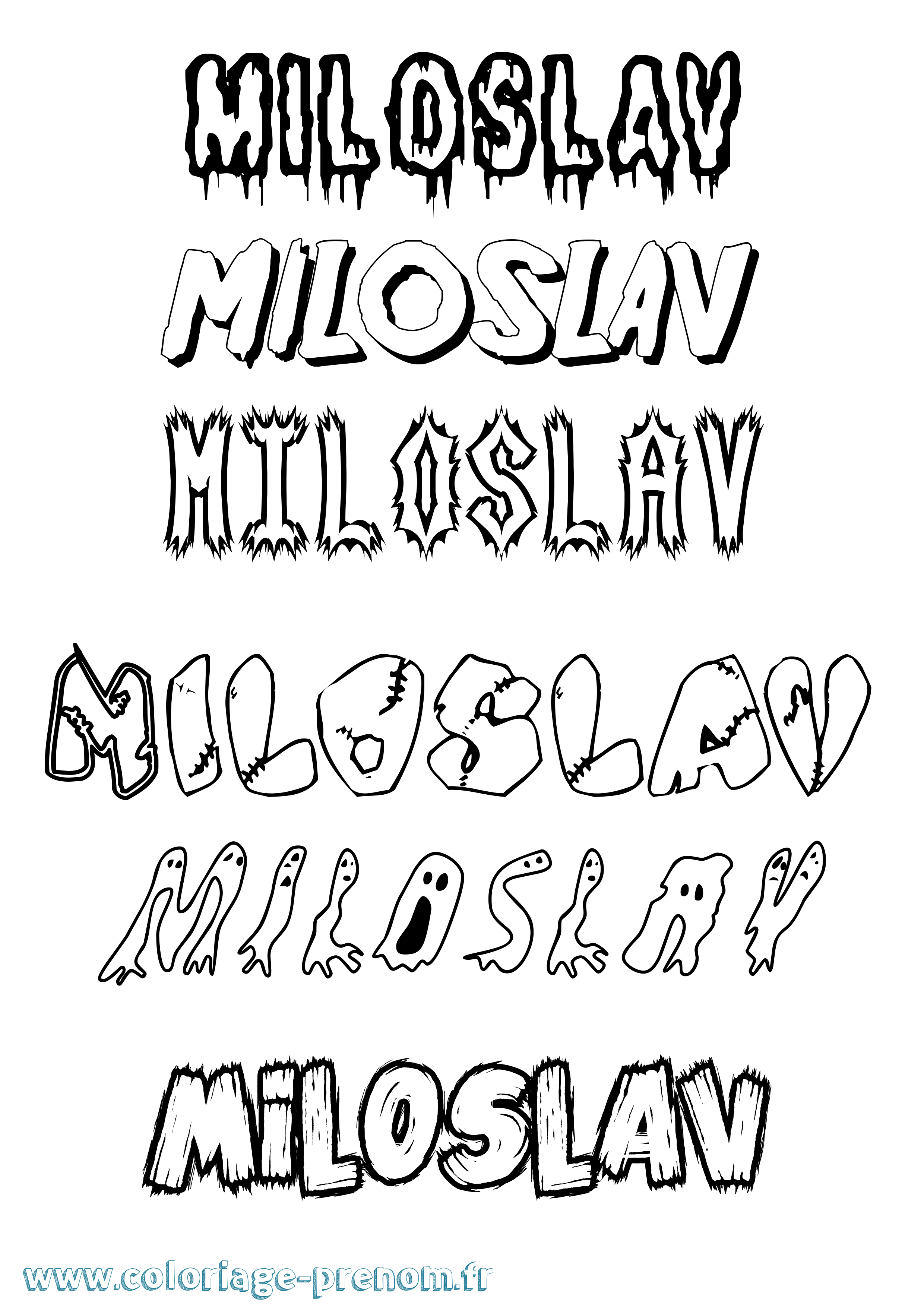 Coloriage prénom Miloslav Frisson