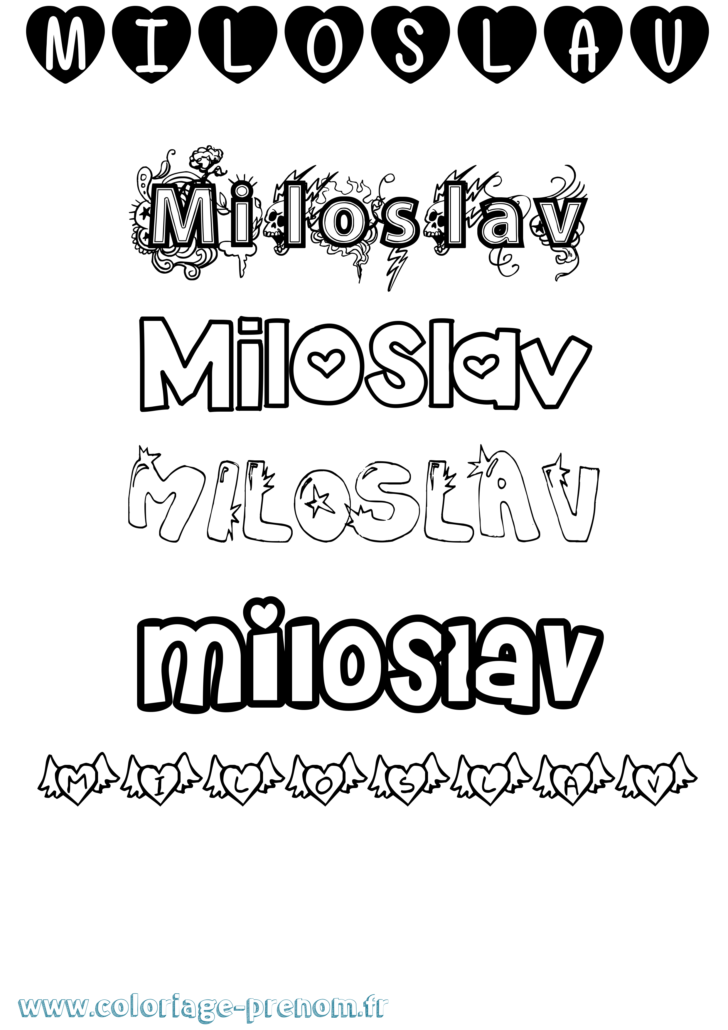 Coloriage prénom Miloslav Girly