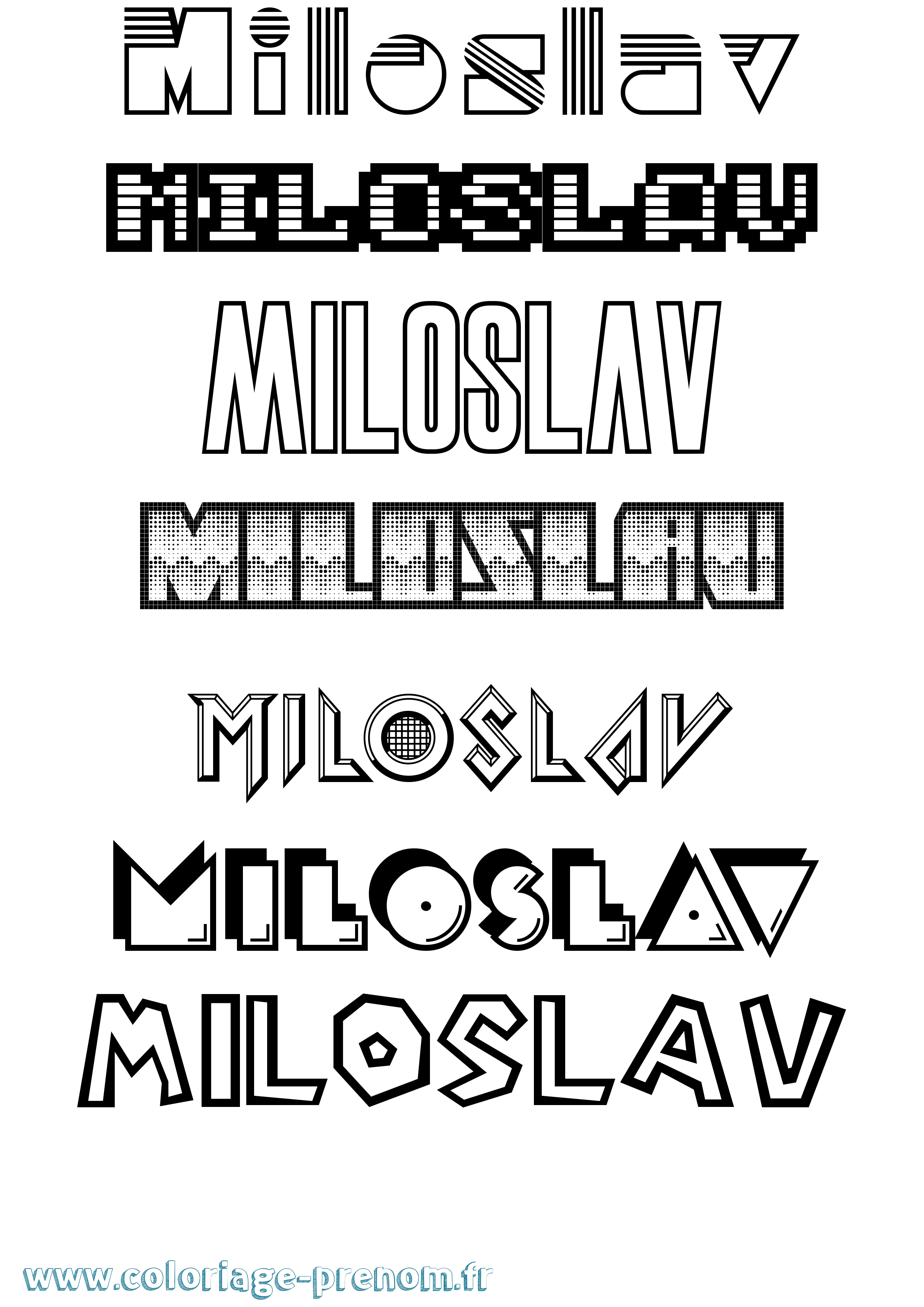 Coloriage prénom Miloslav Jeux Vidéos
