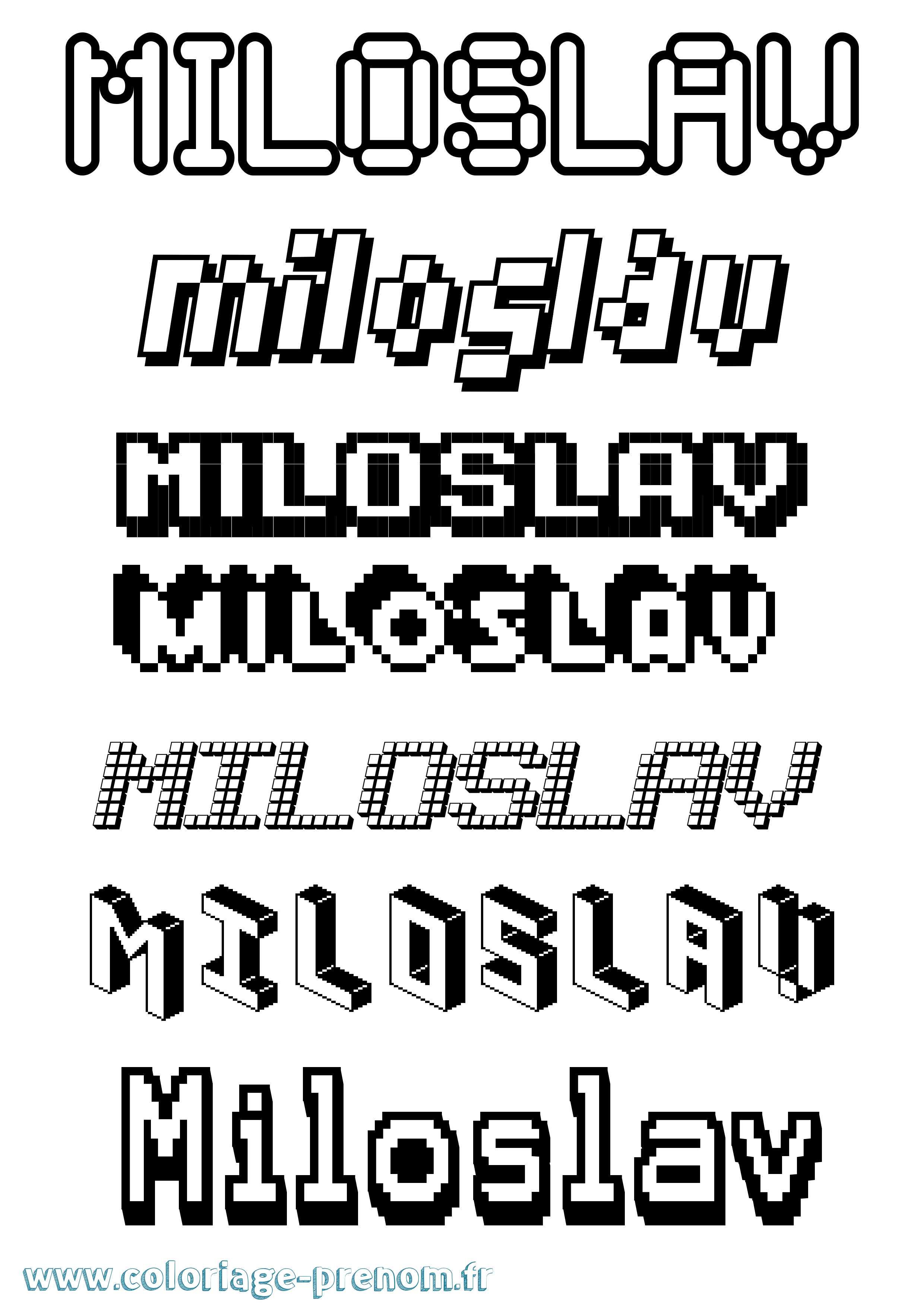 Coloriage prénom Miloslav Pixel