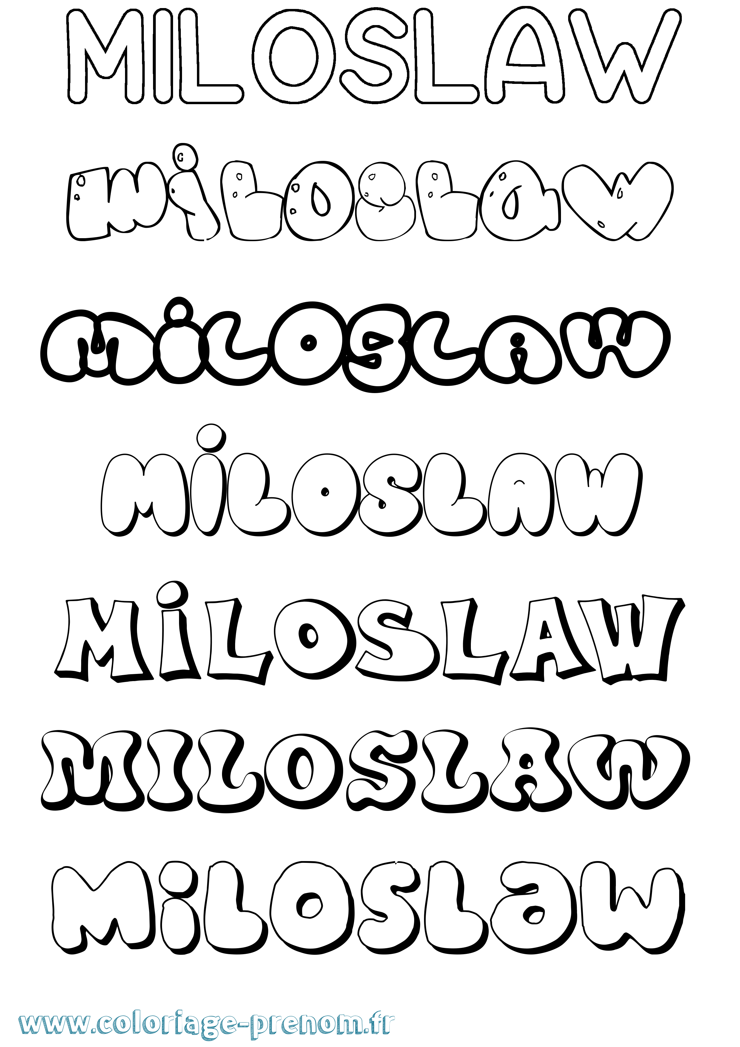 Coloriage Miloslaw Bubble Coloriage prénom Miloslaw Bubble