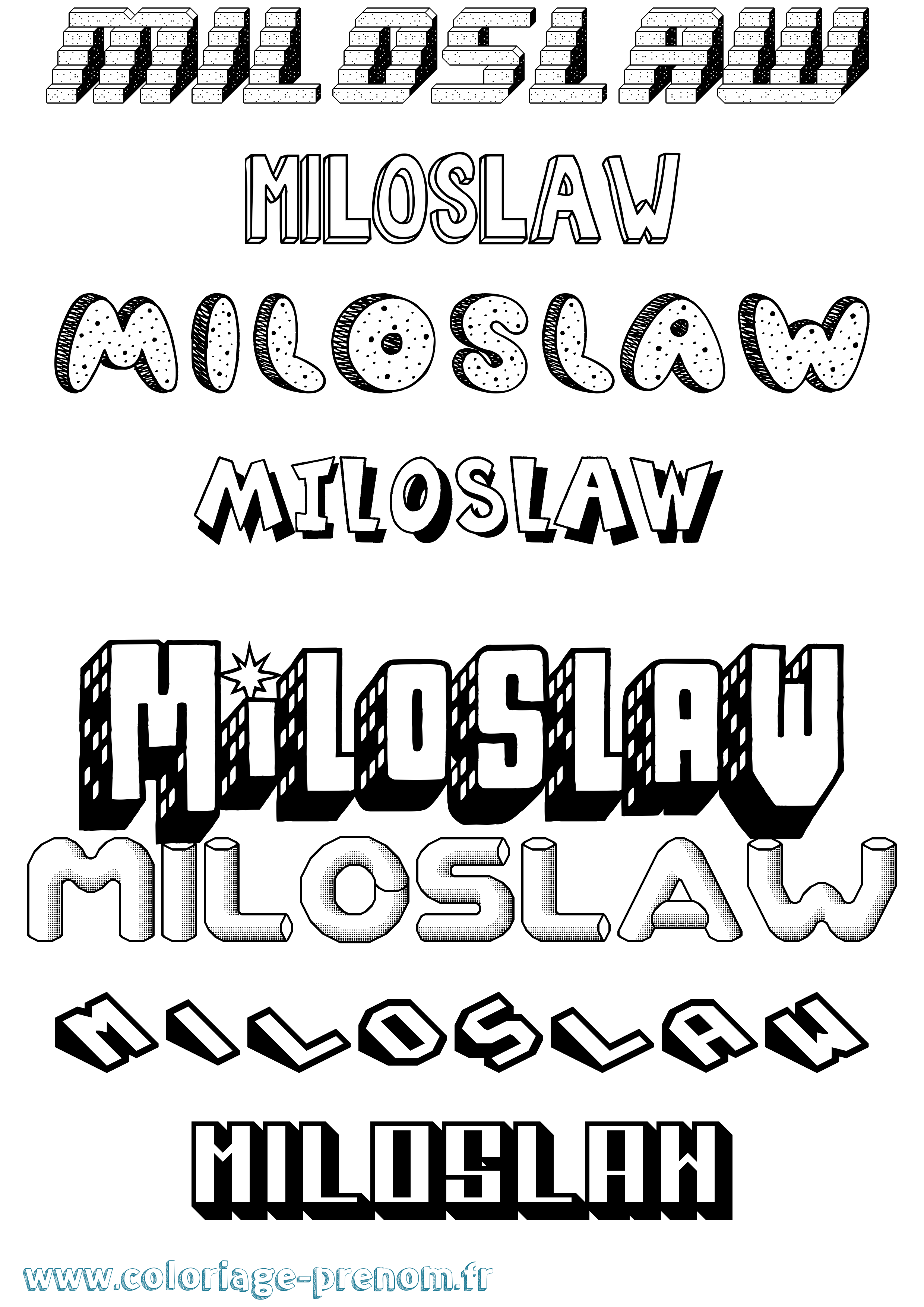 Coloriage Miloslaw Effet 3D Coloriage prénom Miloslaw Effet 3D