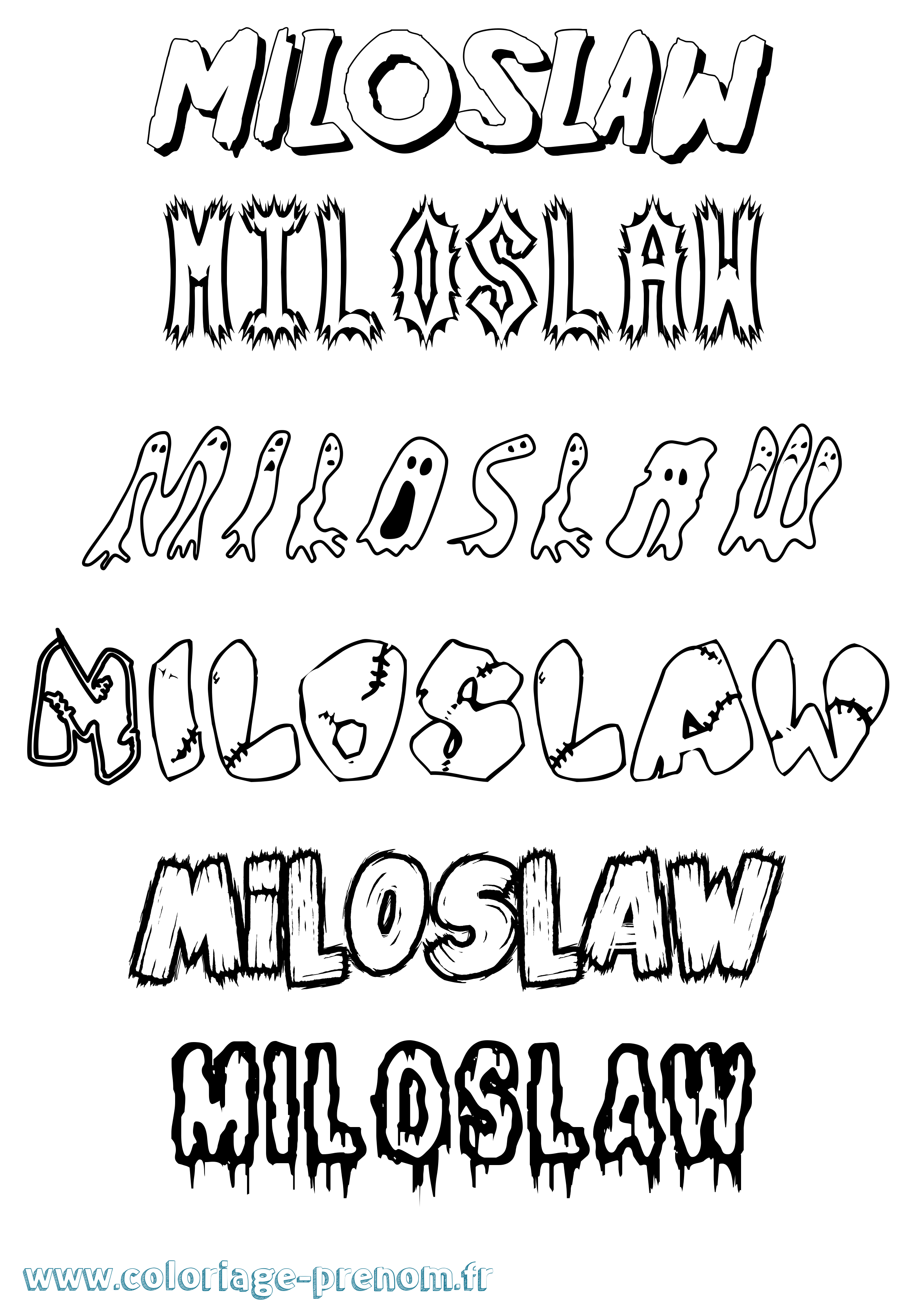 Coloriage Miloslaw Frisson Coloriage prénom Miloslaw Frisson