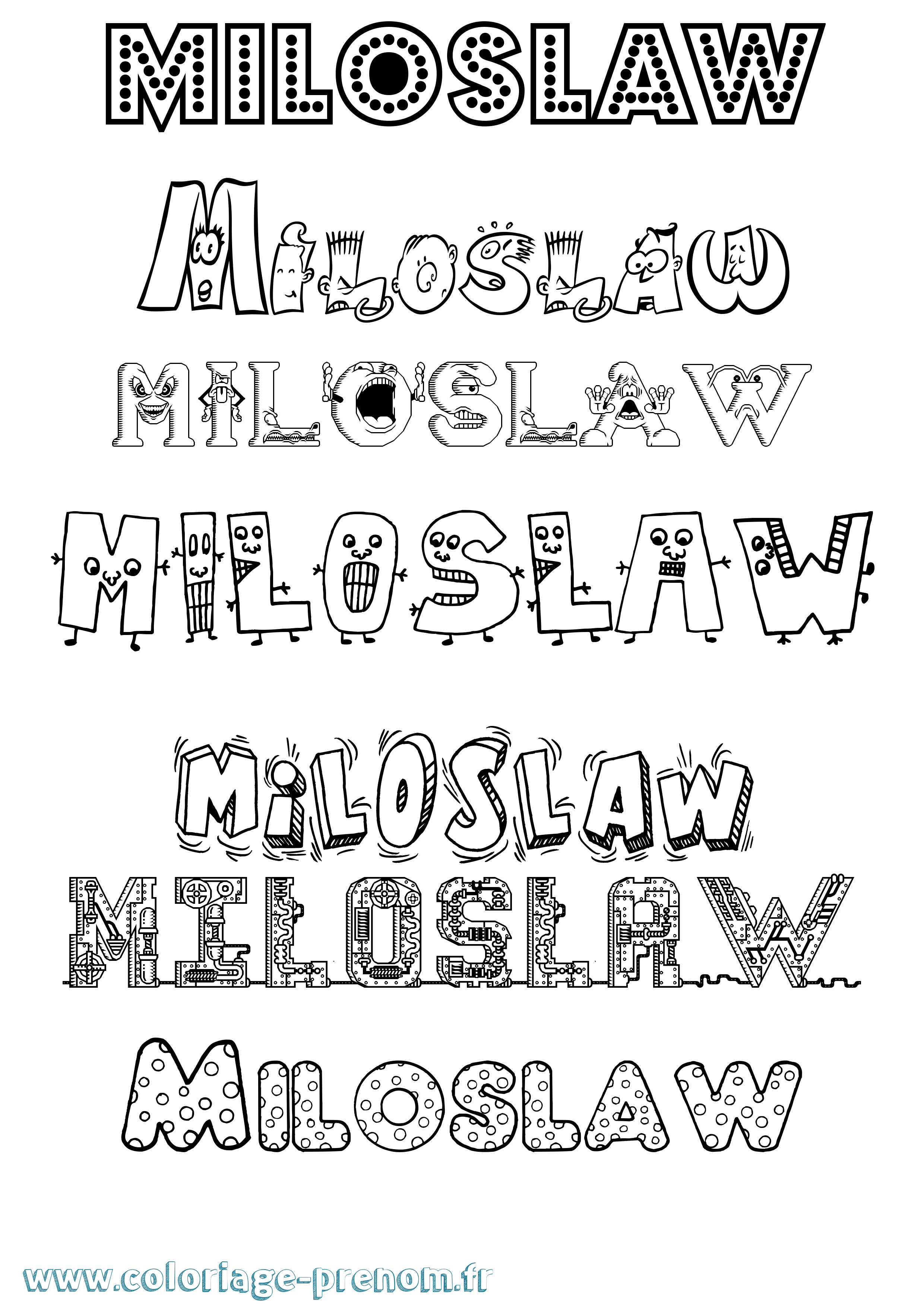 Coloriage Miloslaw Fun Coloriage prénom Miloslaw Fun
