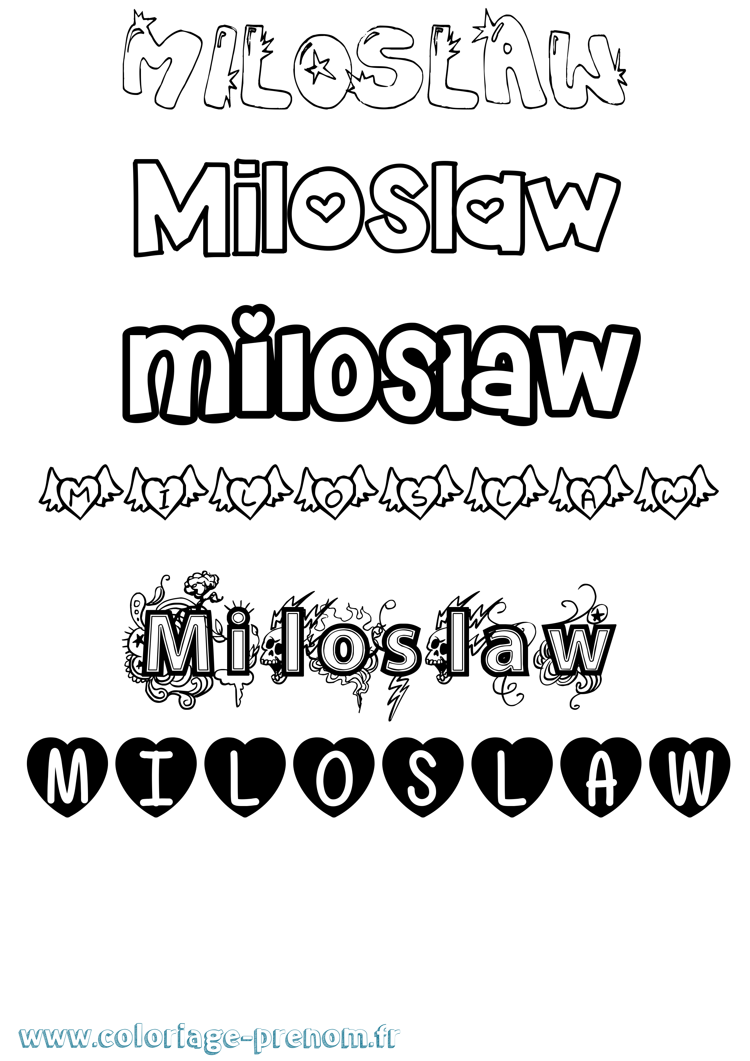 Coloriage Miloslaw Girly Coloriage prénom Miloslaw Girly