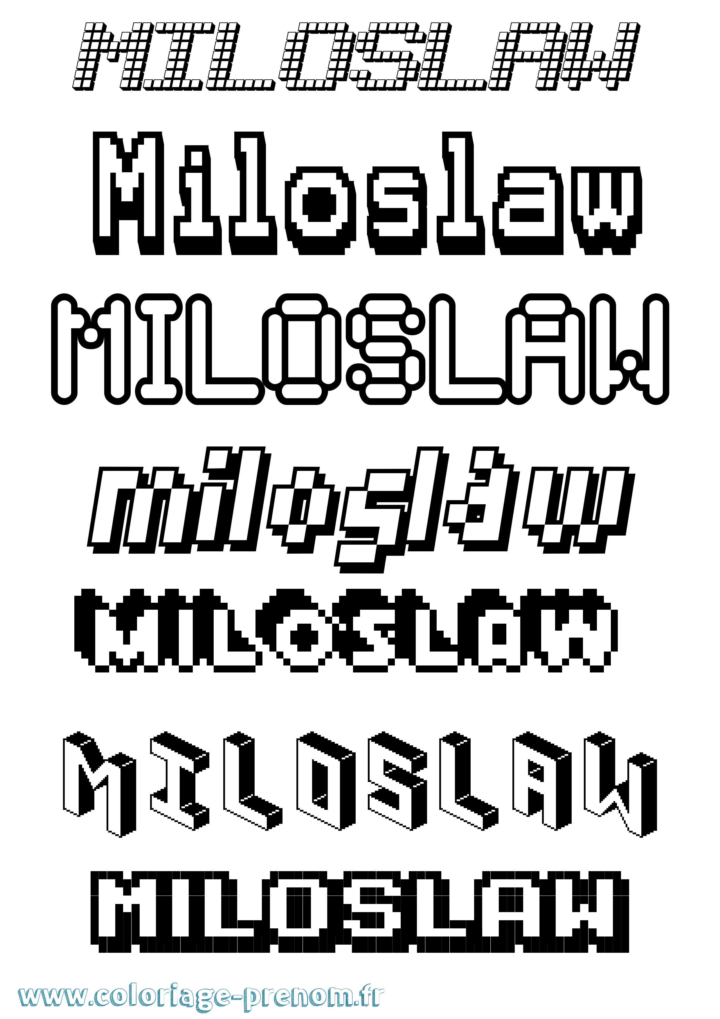 Coloriage Miloslaw Pixel Coloriage prénom Miloslaw Pixel