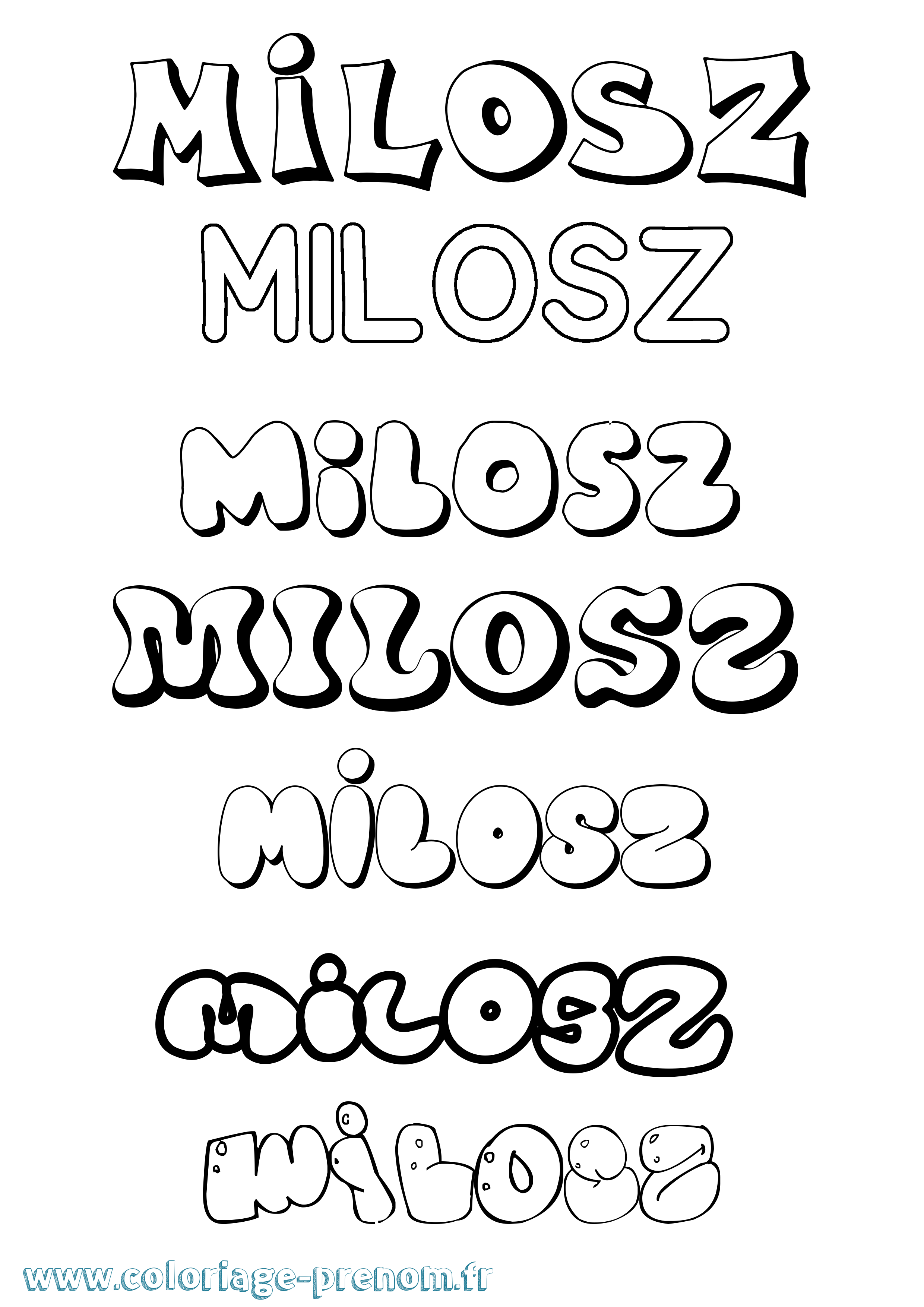 Coloriage Milosz Bubble Coloriage prénom Milosz Bubble