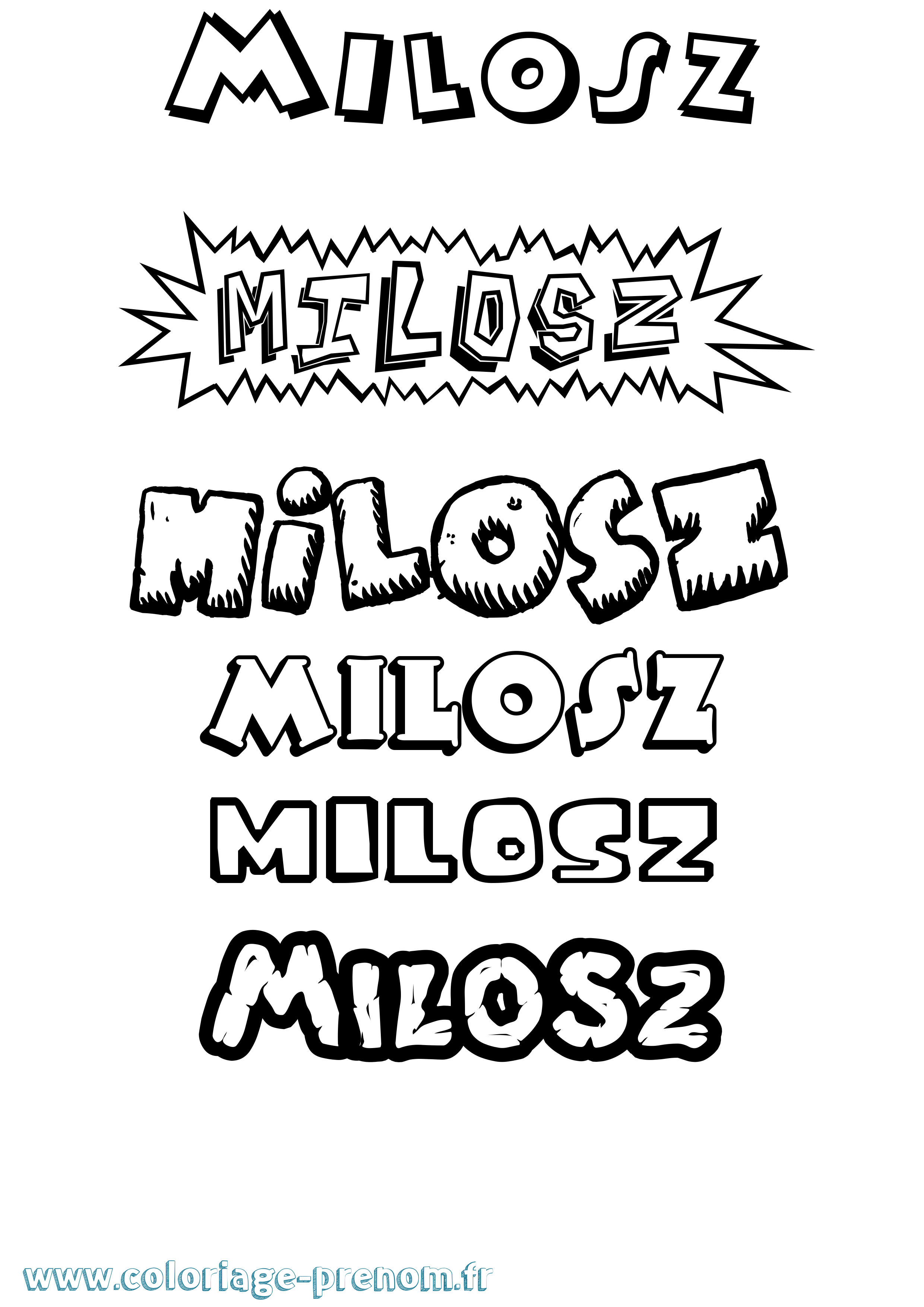 Coloriage Milosz Dessin Animé Coloriage prénom Milosz Dessin Animé