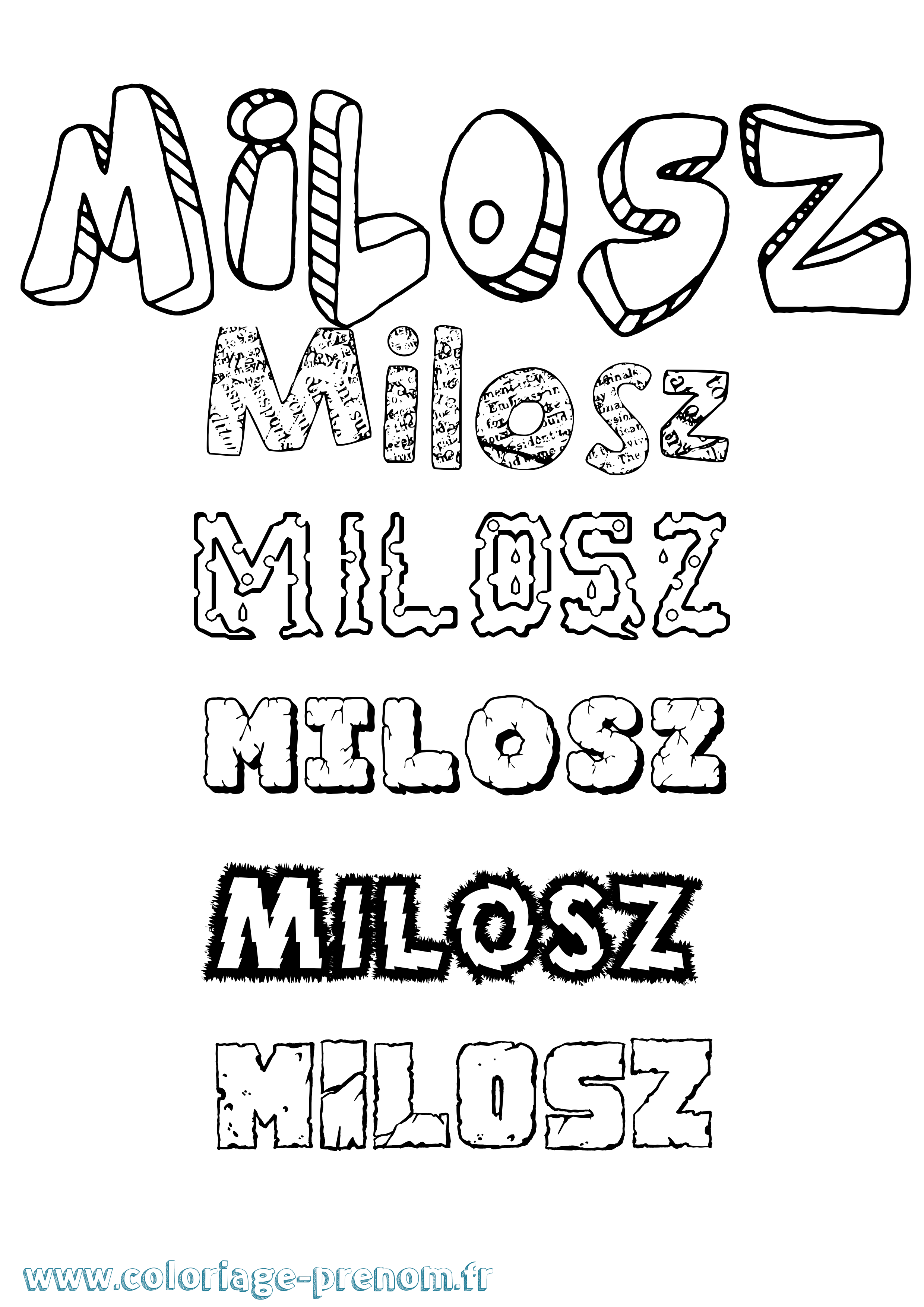 Coloriage Milosz Destructuré Coloriage prénom Milosz Destructuré