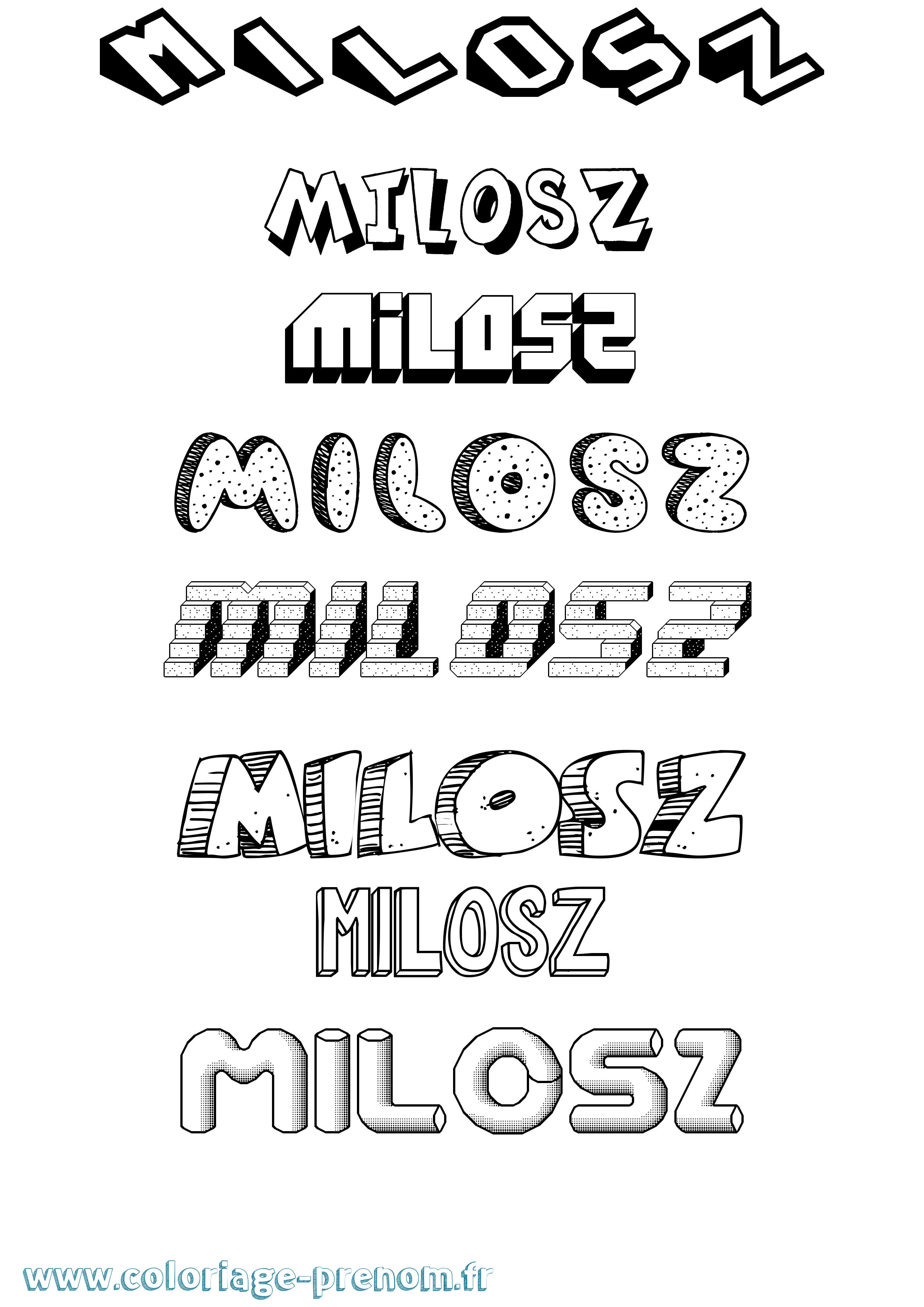 Coloriage Milosz Effet 3D Coloriage prénom Milosz Effet 3D
