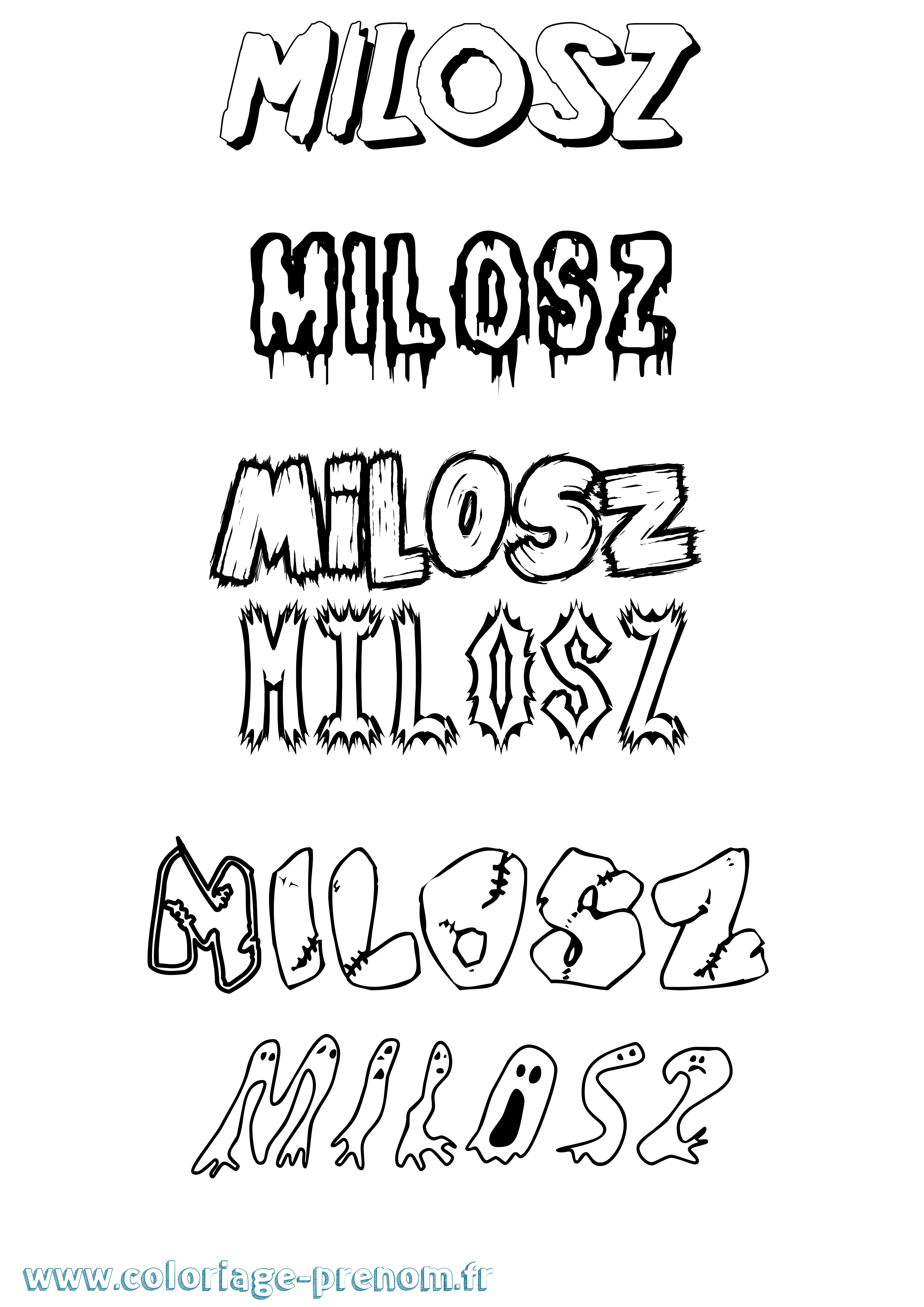 Coloriage Milosz Frisson Coloriage prénom Milosz Frisson