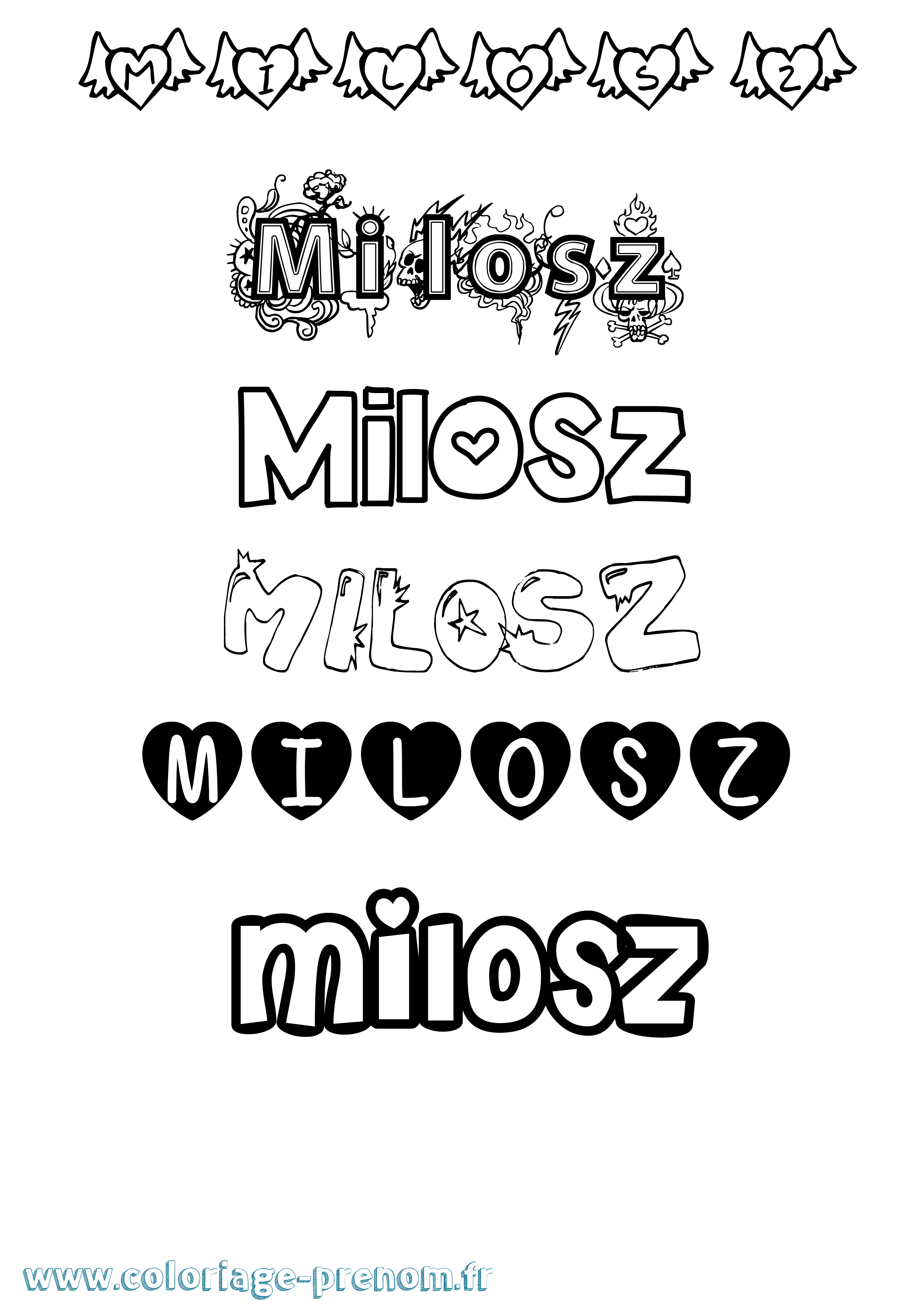 Coloriage Milosz Girly Coloriage prénom Milosz Girly