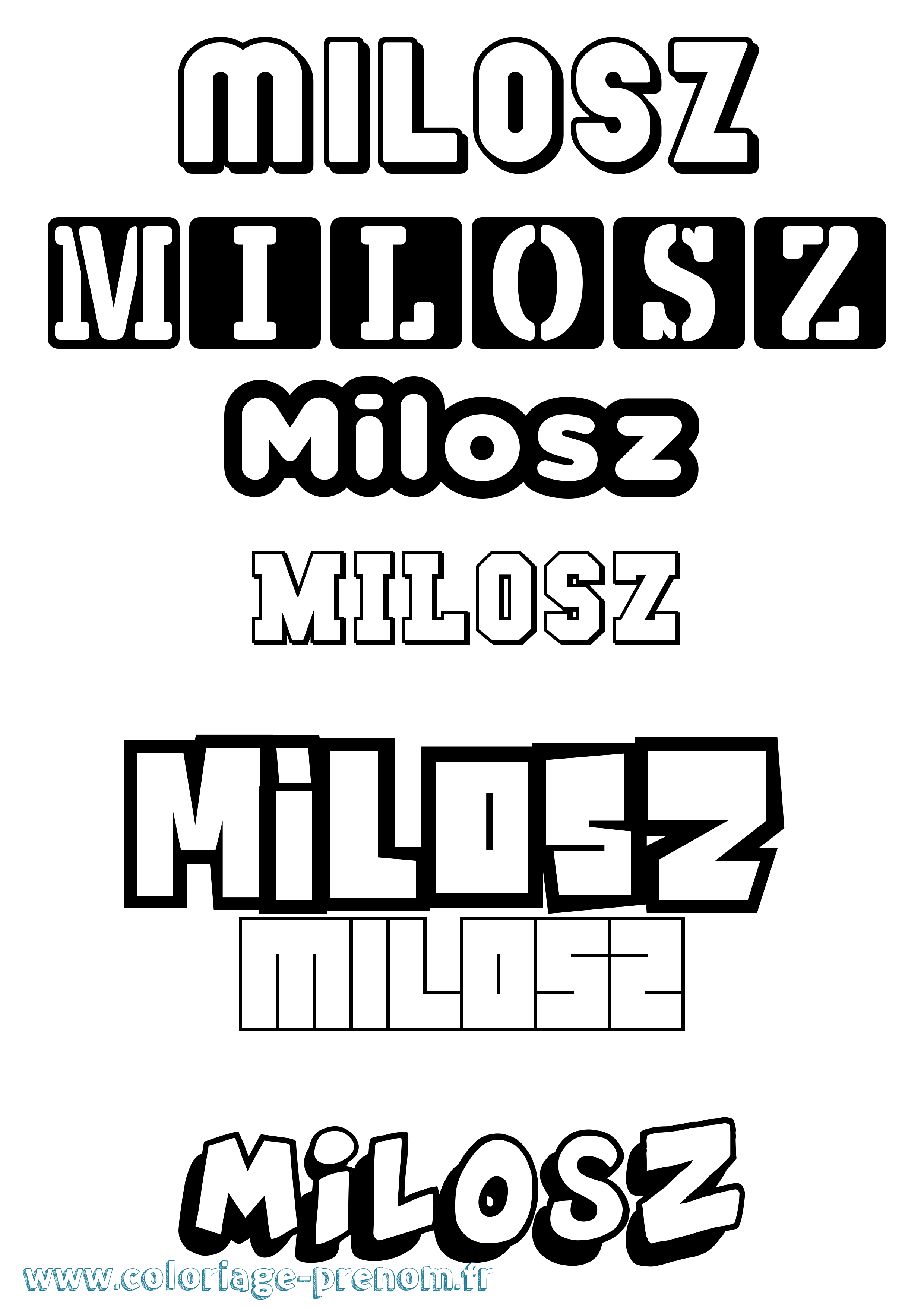 Coloriage Milosz Simple Coloriage prénom Milosz Simple