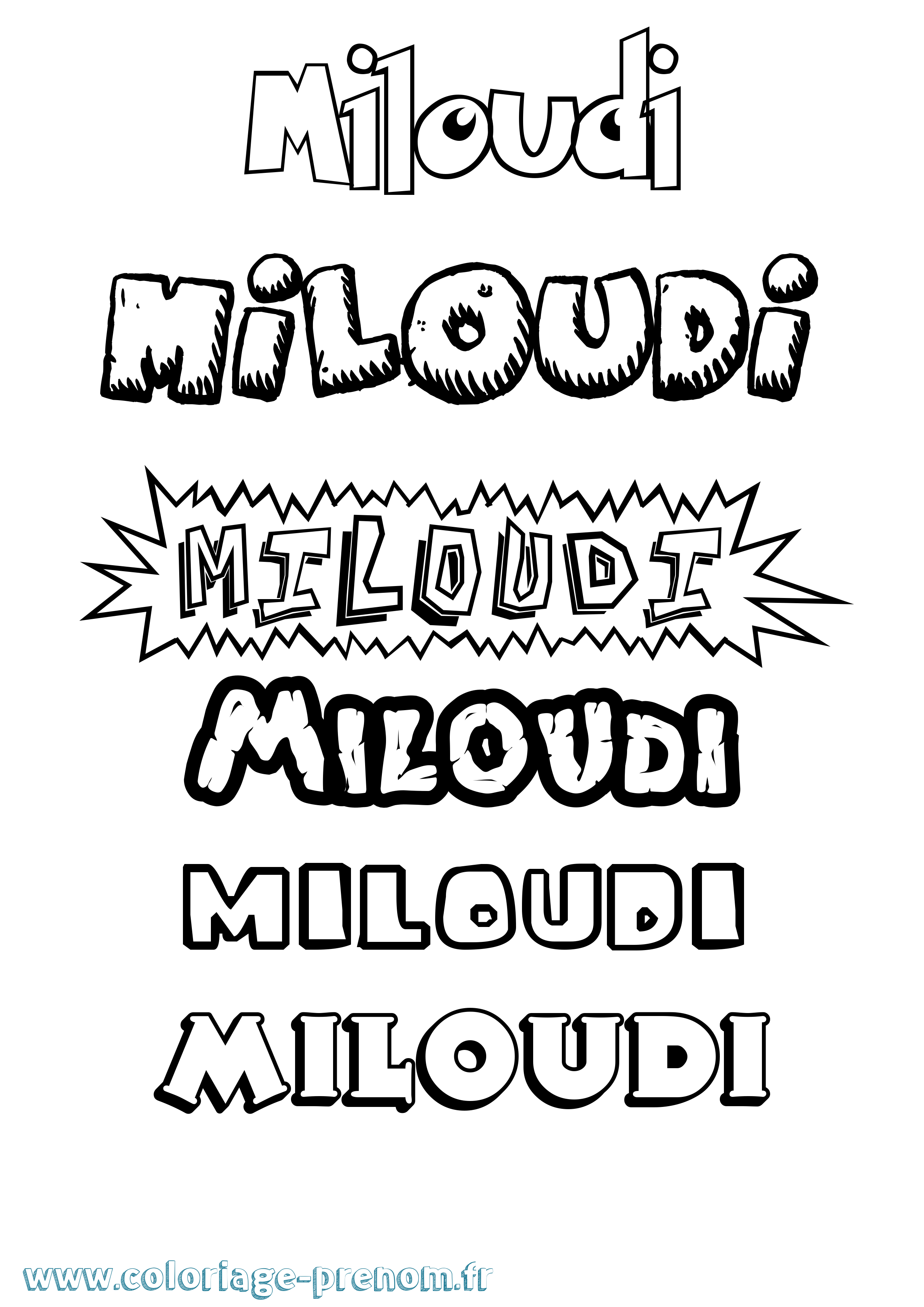 Coloriage Miloudi Dessin Animé Coloriage prénom Miloudi Dessin Animé