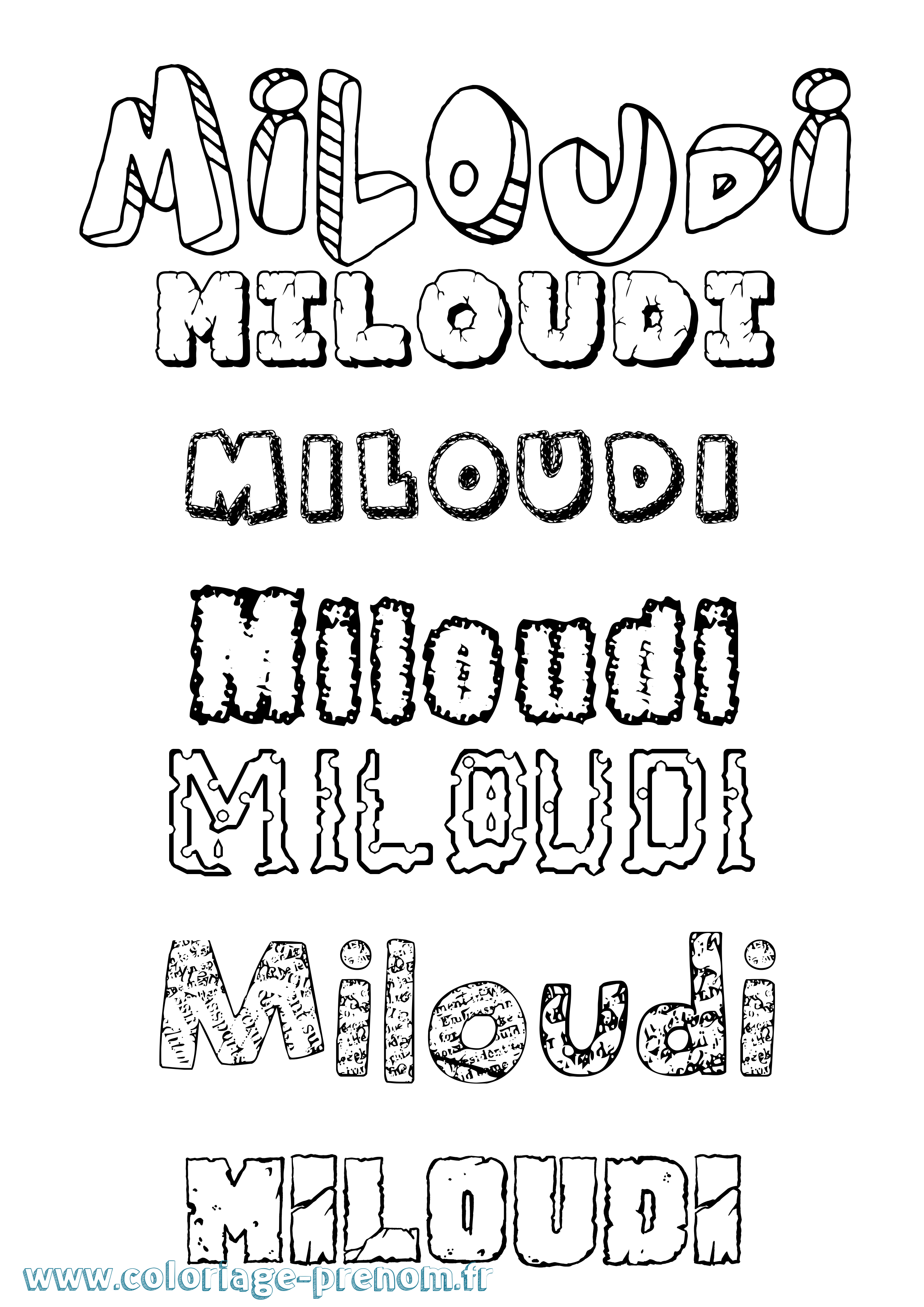 Coloriage Miloudi Destructuré Coloriage prénom Miloudi Destructuré
