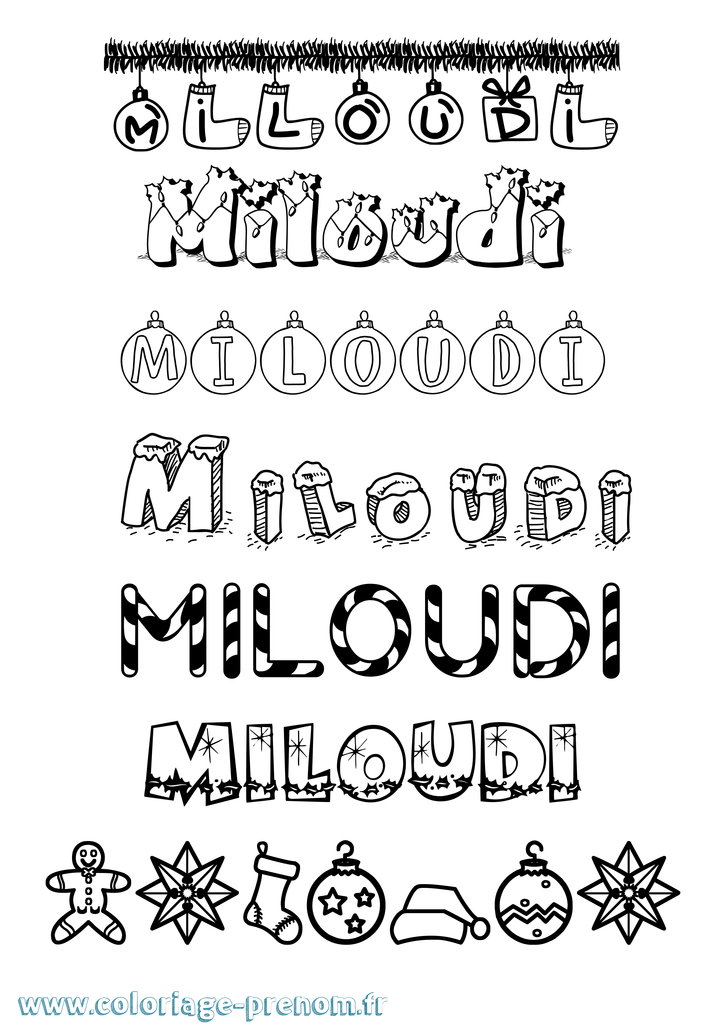 Coloriage Miloudi Noël Coloriage prénom Miloudi Noël