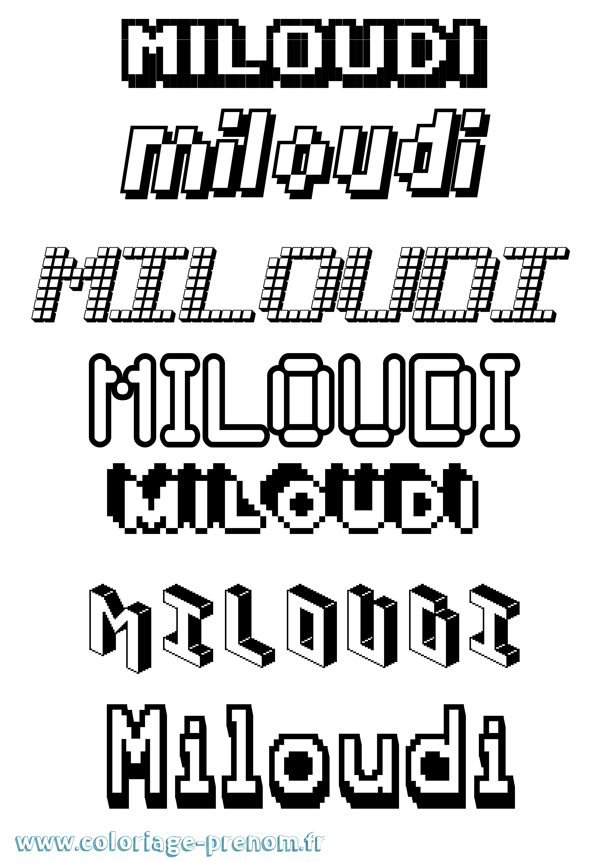 Coloriage Miloudi Pixel Coloriage prénom Miloudi Pixel