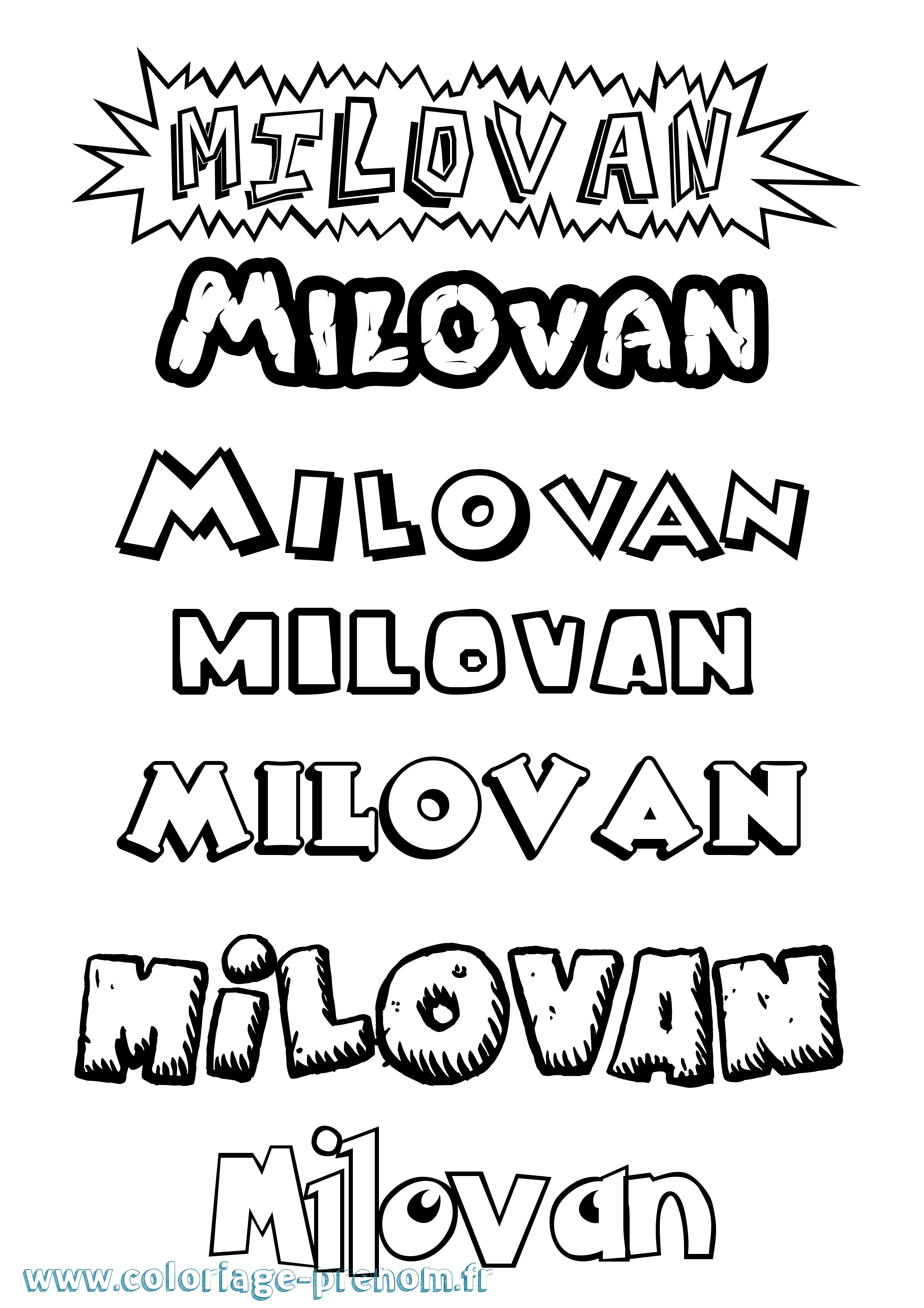 Coloriage prénom Milovan Dessin Animé